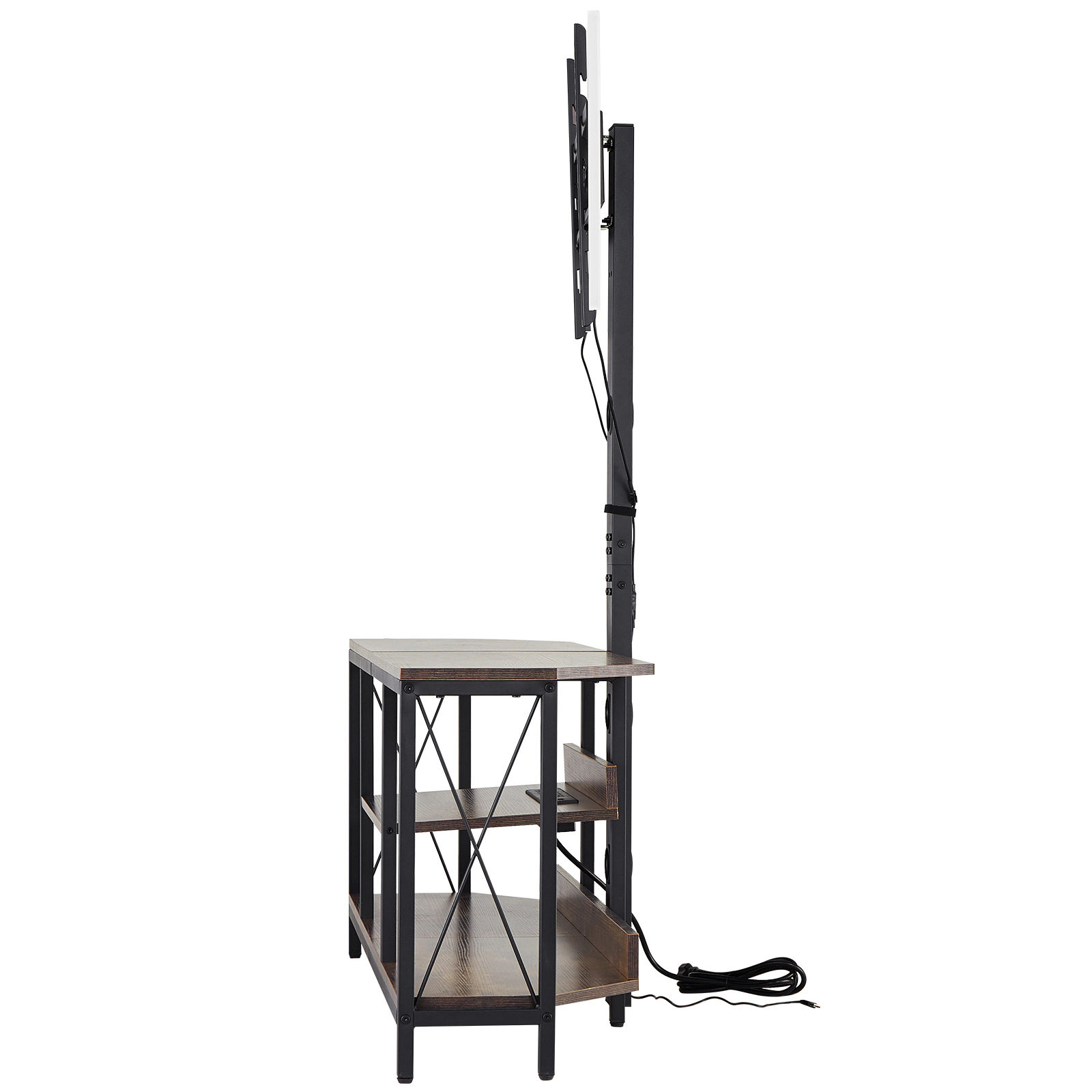 HONGGE TV Stand with Mount for up to 75 in TVs Entertainment Center with Power Outlet & LED Lights Height Adjustable TV