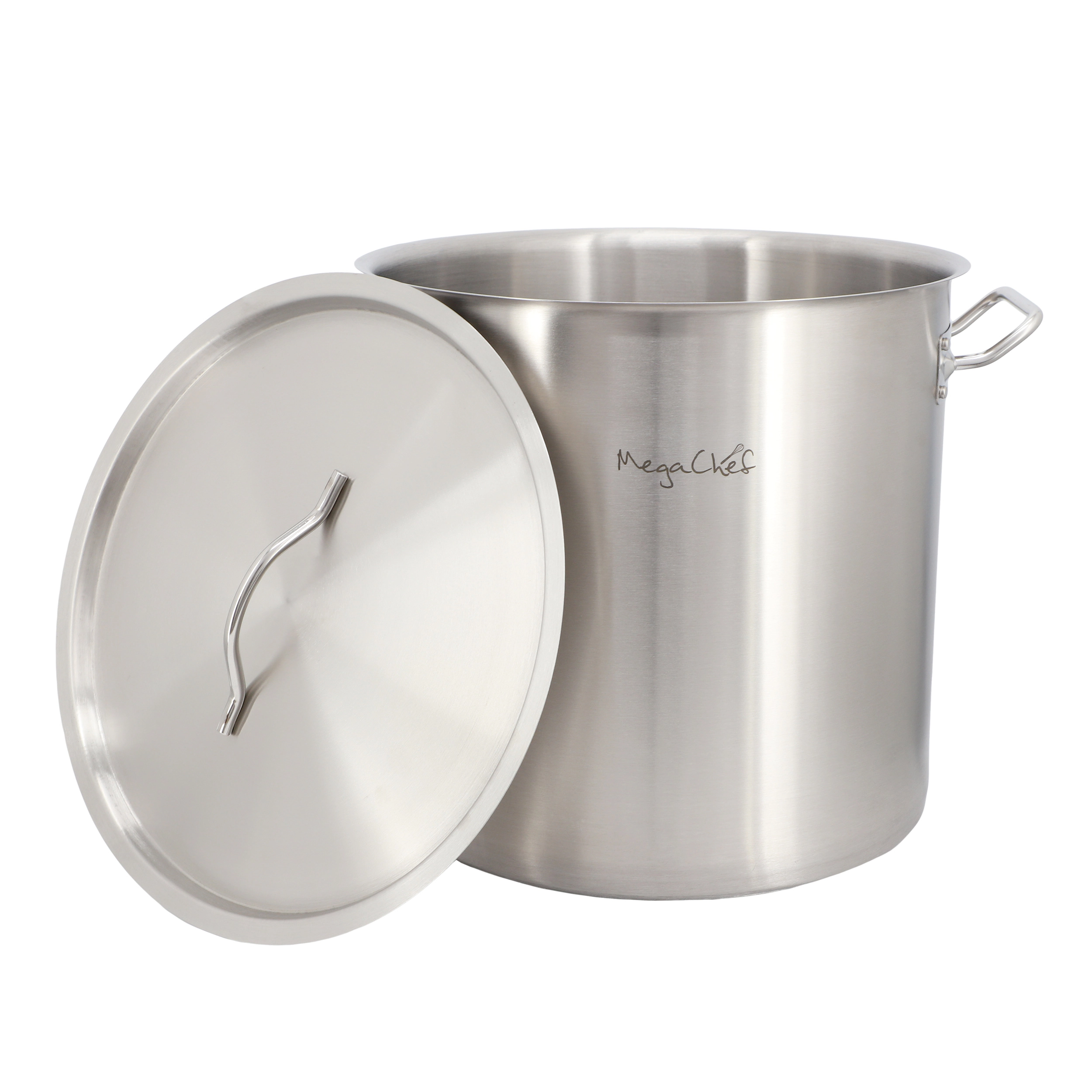 MegaChef Professional Kitchen 38.5 Quart Round Stainless Steel Stock Pot with Lid