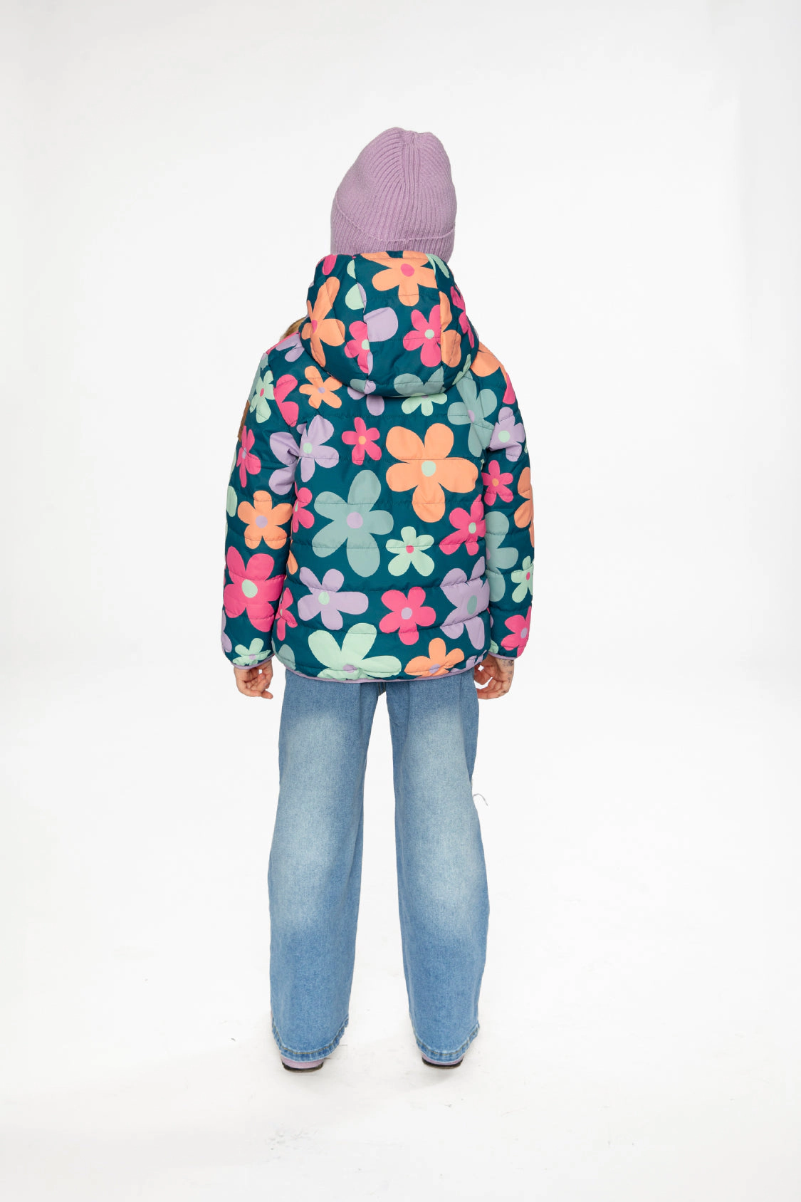 Deux par Girls Floral Print Quilted Mid-Season Jacket