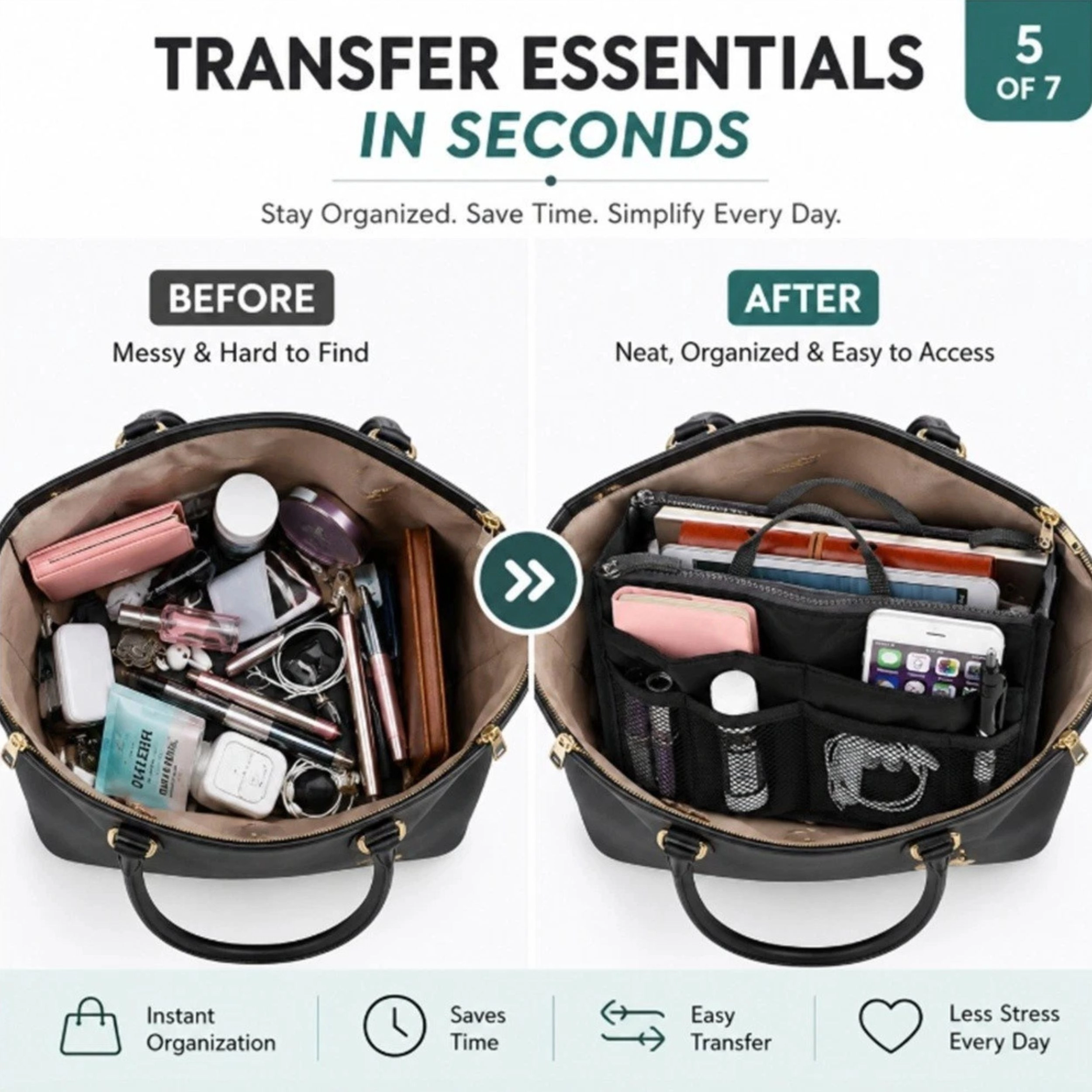 Home Collection Women's Handbag Organizer Insert Multi Pocket Tote Purse Liner
