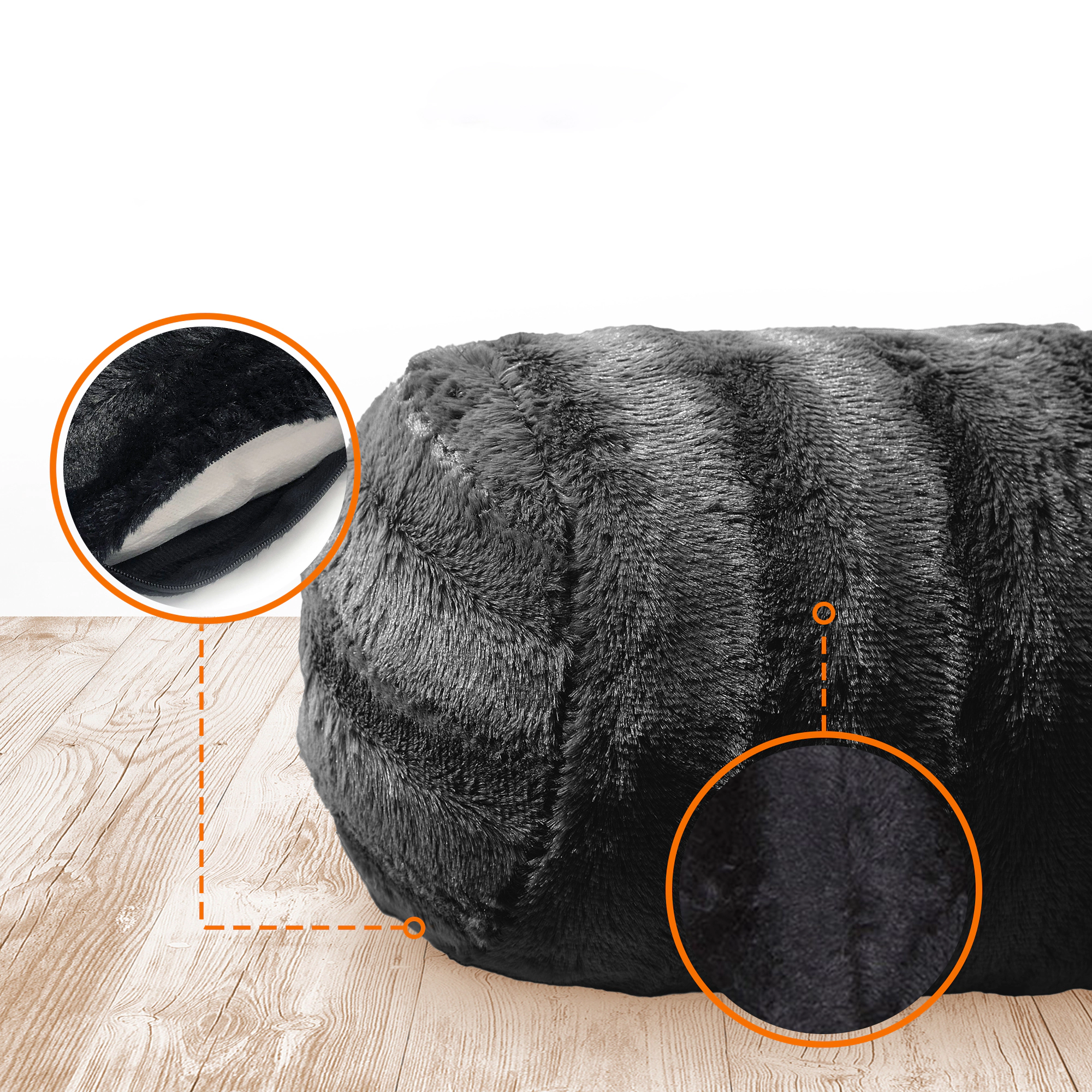Cheer Collection 8 x 24 Inch Plush Embossed Faux Fur Bolster Pillows with Inserts, Set of 2