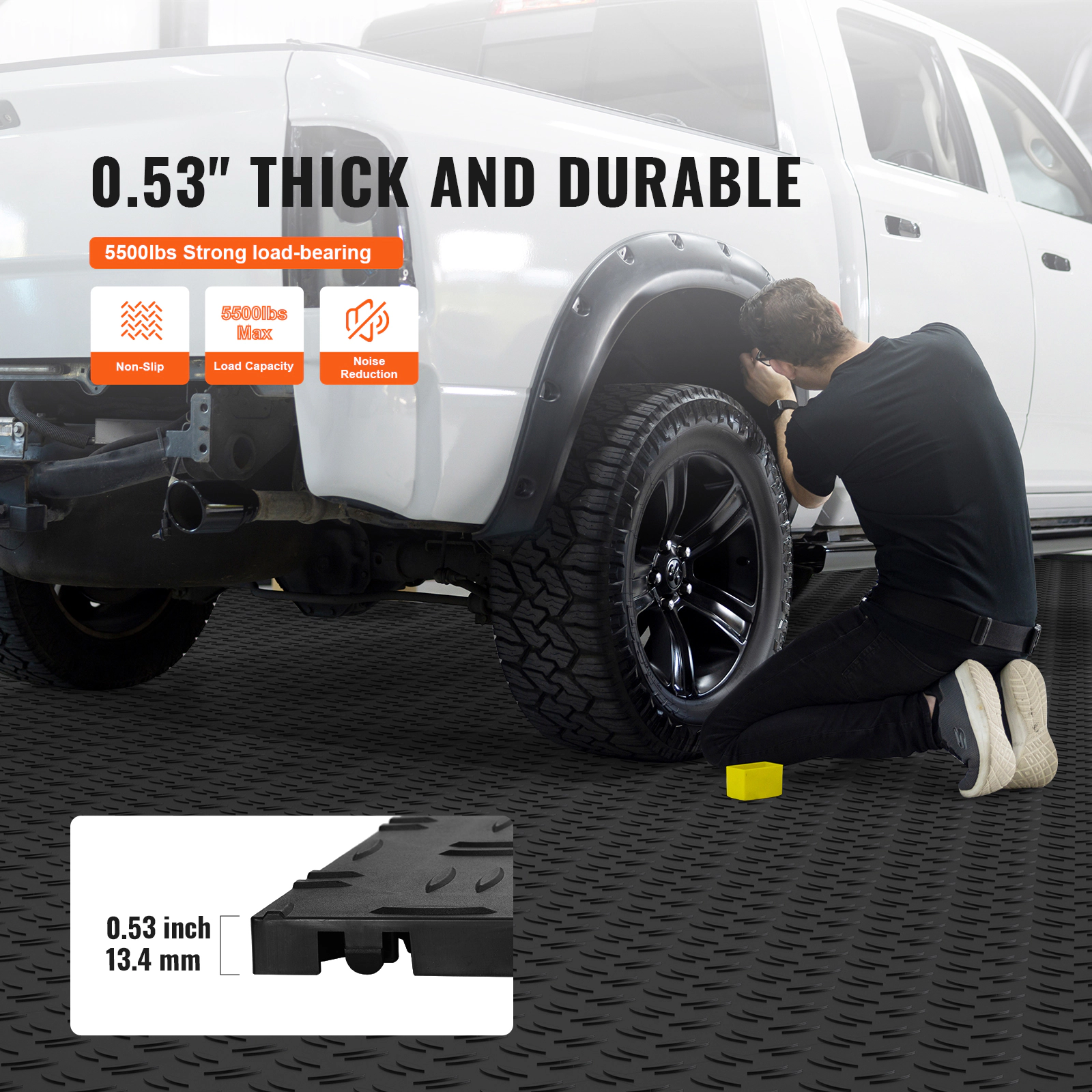 HONGGE Garage Tiles Interlocking 12 x 12 x 0.53 inch Garage Floor Covering Tiles Non-Slip Double-Sided Texture Garage