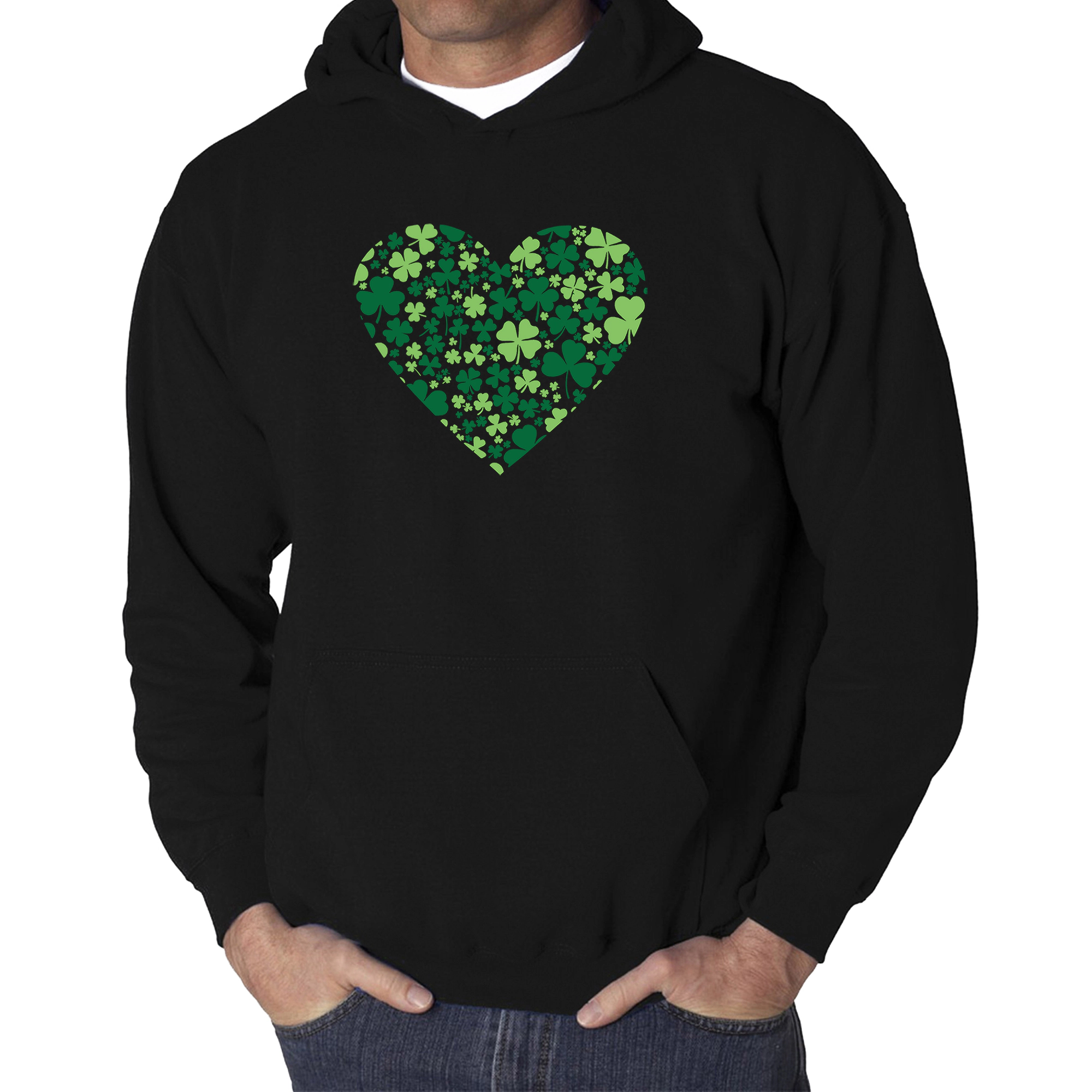 LA Pop Art Clover Heart - Men's Word Hooded Sweatshirt