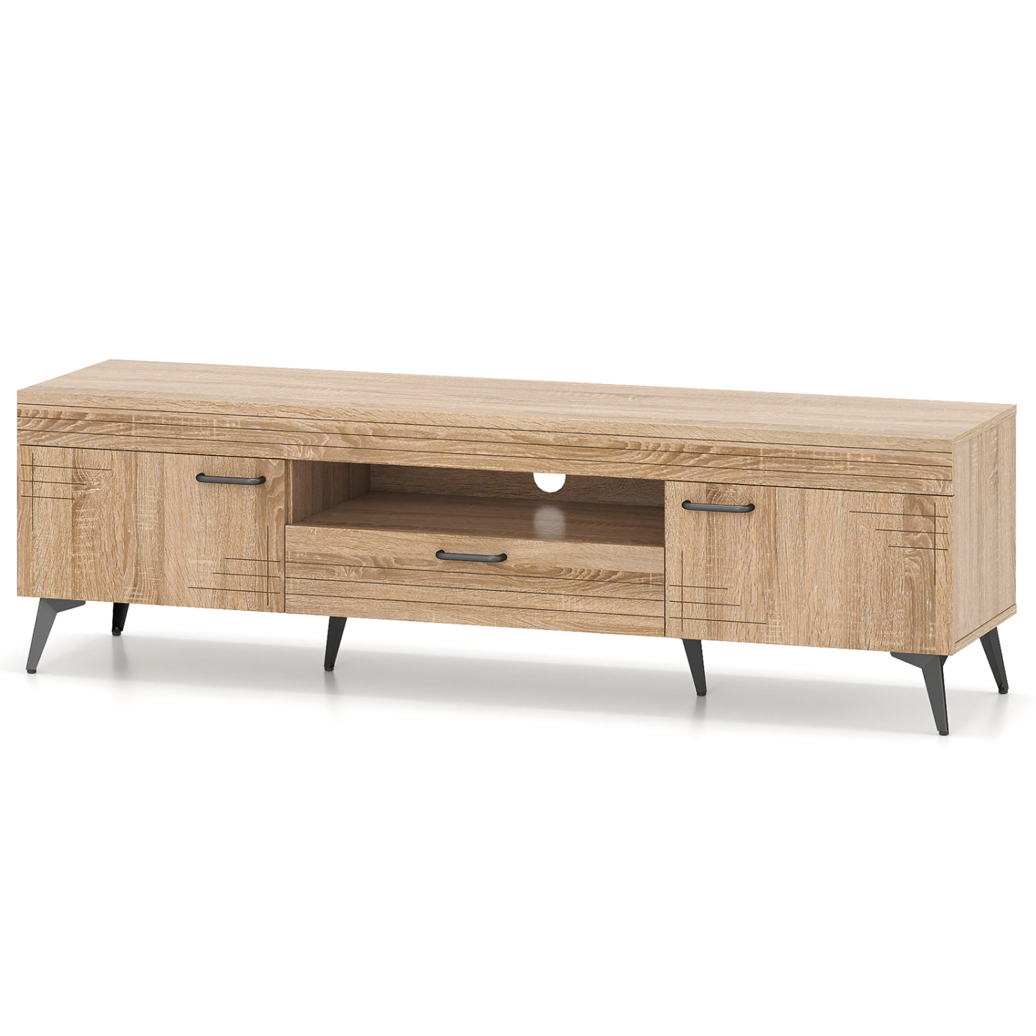 LJG TV Stand with 2 Cabinets and Storage Drawer for 65