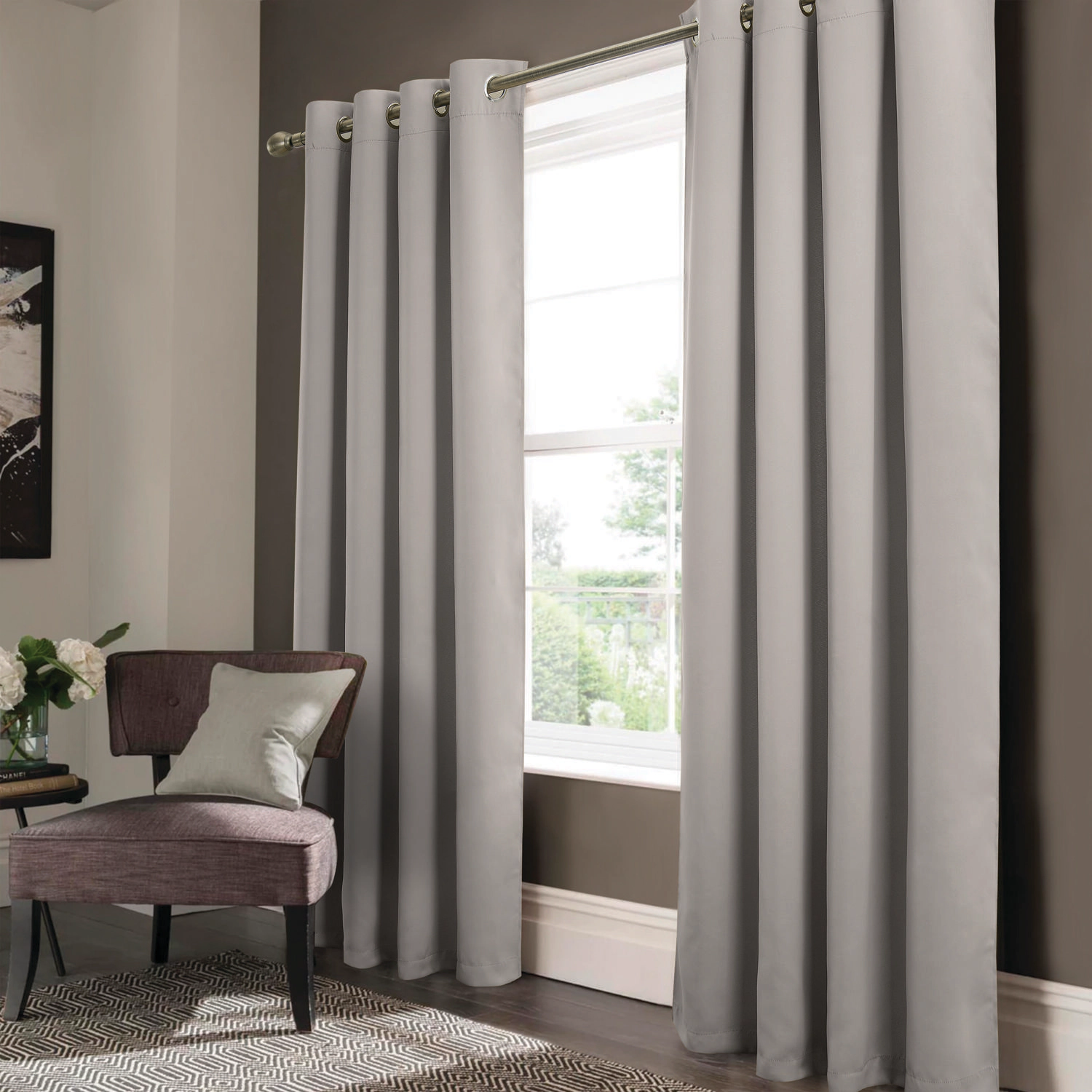 RT Designers Collection Anchorage Blackout Grommet Curtain Panel 54" x 84" Silver