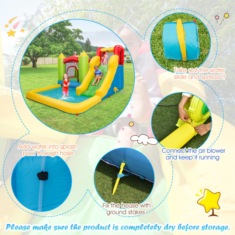 SUGIFT Outdoor Inflatable Bounce House with 480W Blower for Kids Aged 3-10