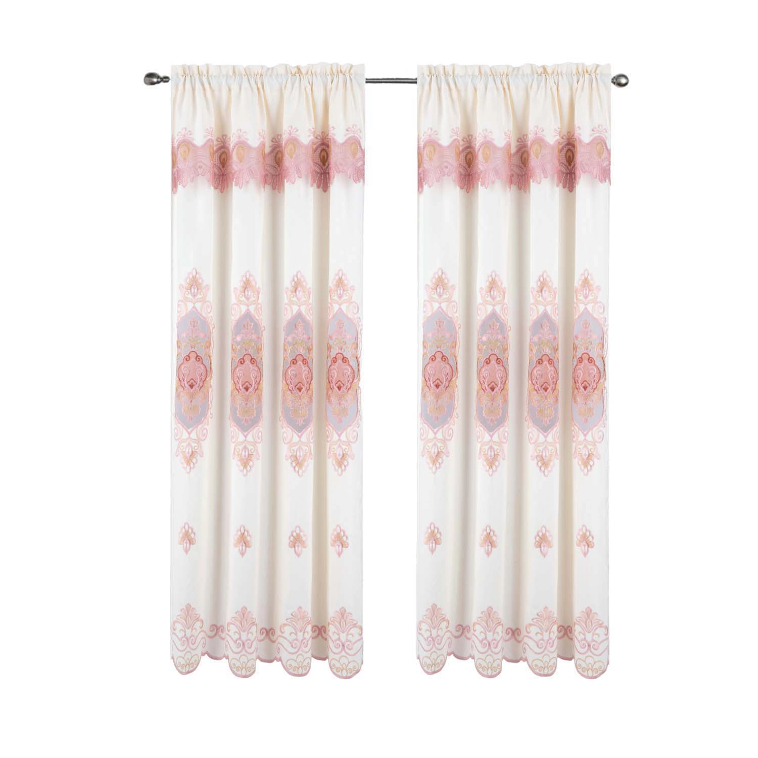 RT Designer Collection Betsy Macrame Rod Pocket Curtain Panel 52" x 84" Blush
