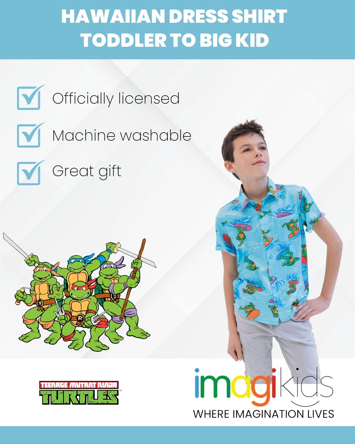 Teenage Mutant Ninja Turtles Boys' Hawaiian Short Sleeve Button Down Shirt