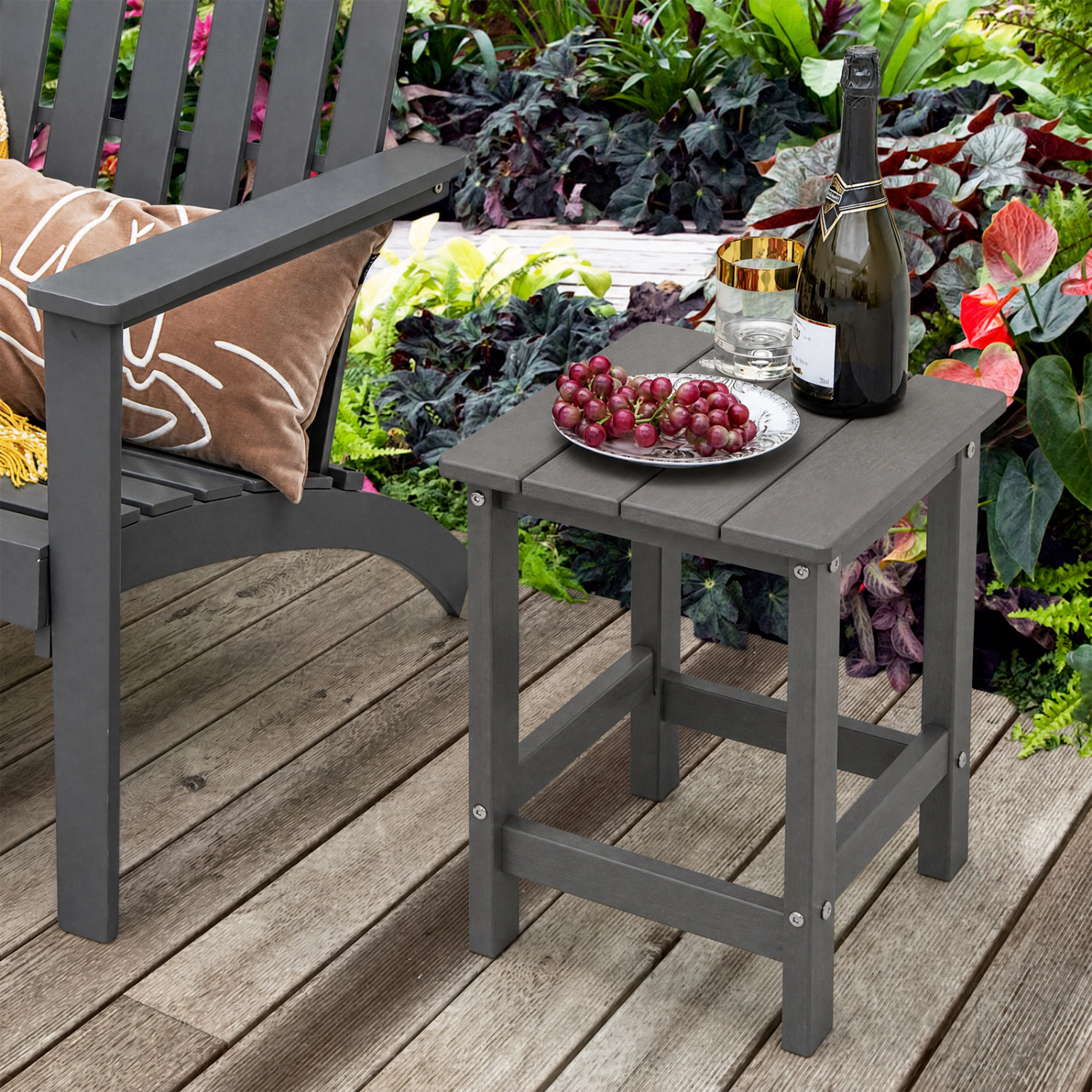 Hivvago Set Of 2 14 Inch Square Weather-Resistant Adirondack Side Table