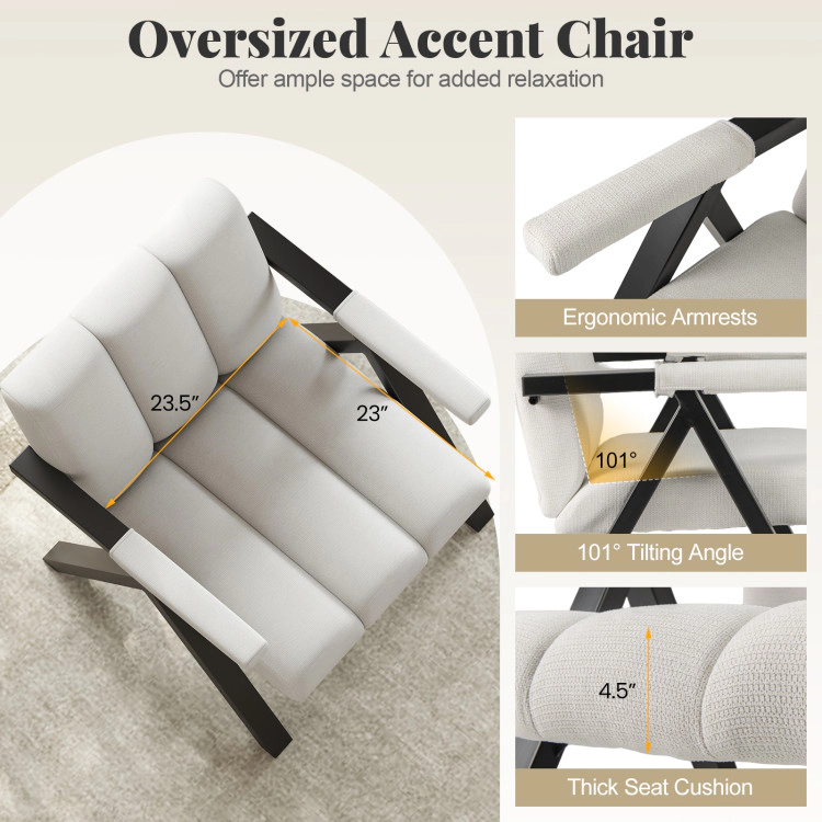 Hivvago Large Modern Armchair with Metal Frame and Comfortable Armrests