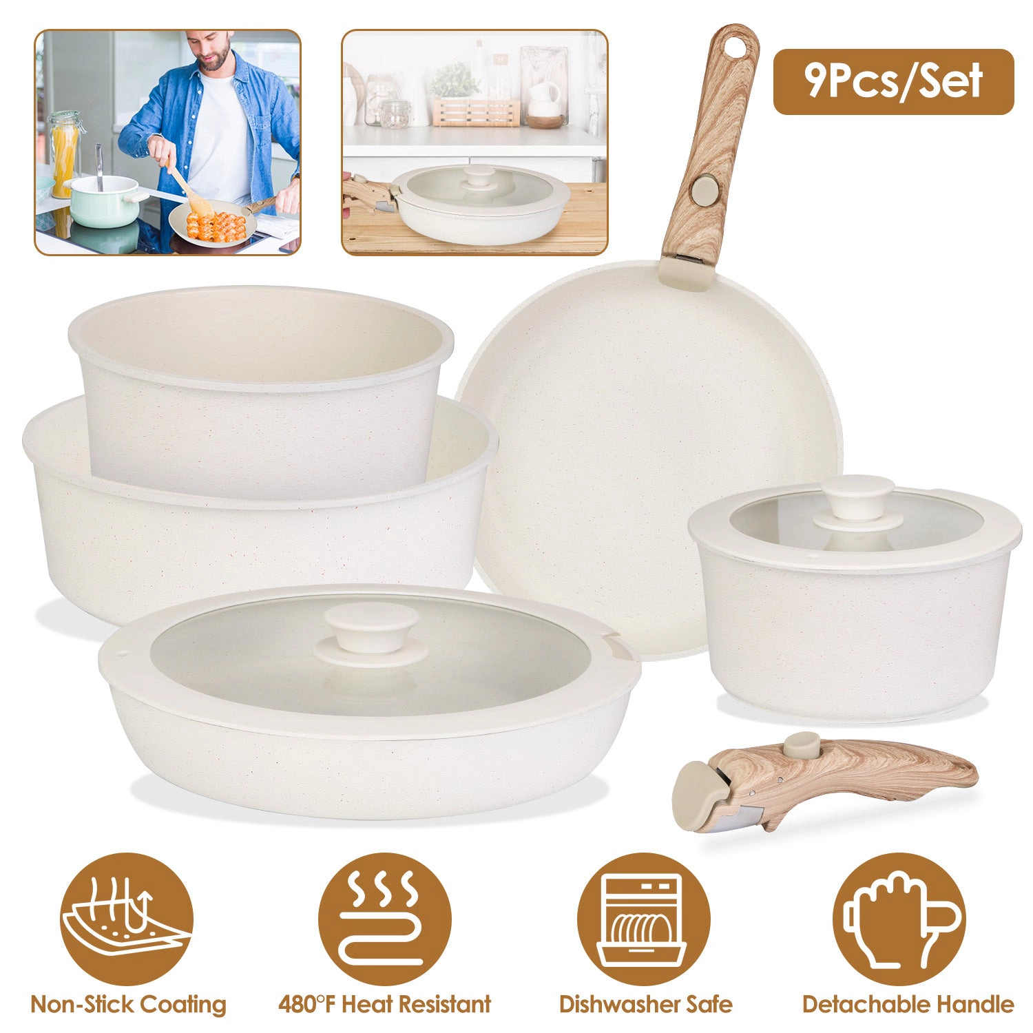GBruno Nonstick 9-Piece Cookware Set