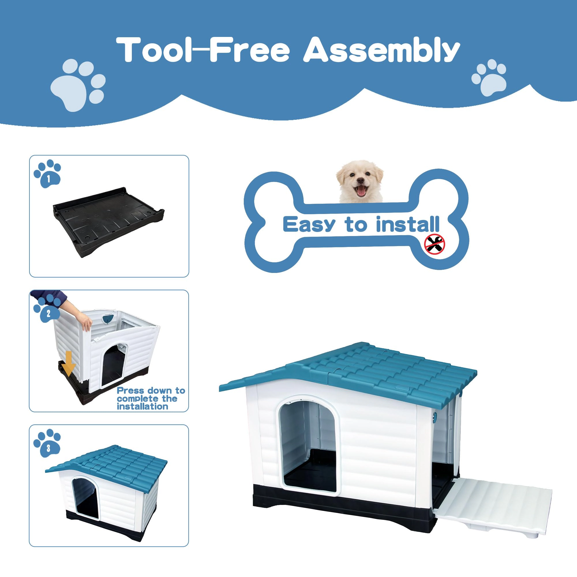 Durable Weather-Resistant Outdoor Dog House, Comfortable Pet Kennel