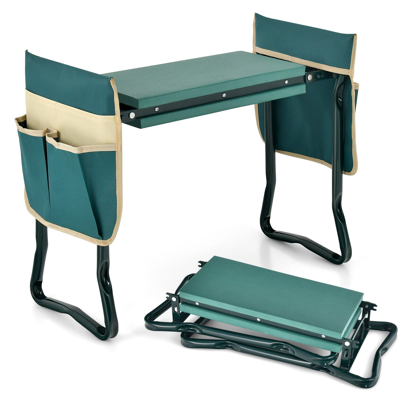 SUGIFT Folding 2-in-1 Garden Kneeler and Seat Bench 16 x 6-in EVA Foam Cushion 260-lb Capacity 23 x 11 x 20-in Green