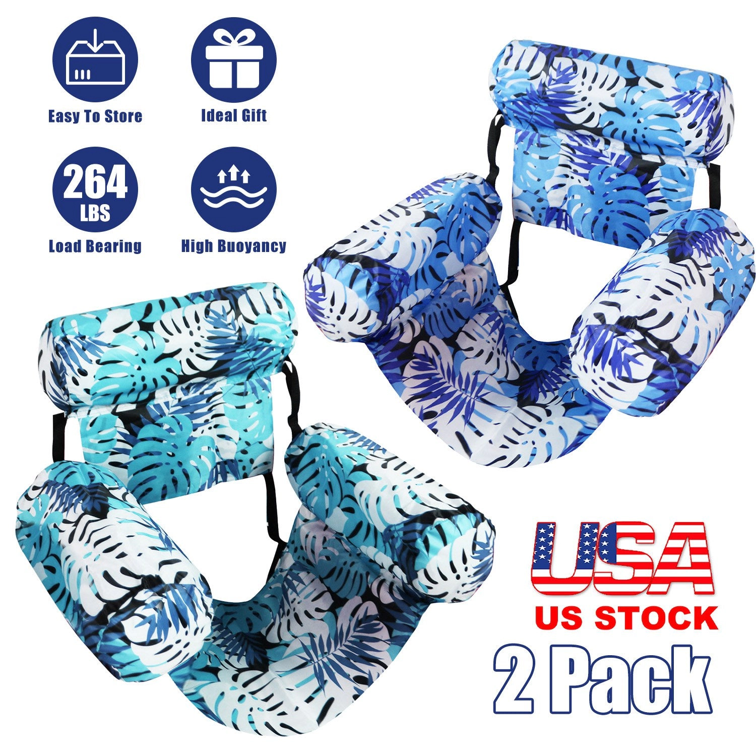 GBruno 2-Pack Inflatable Pool Hammock Floats