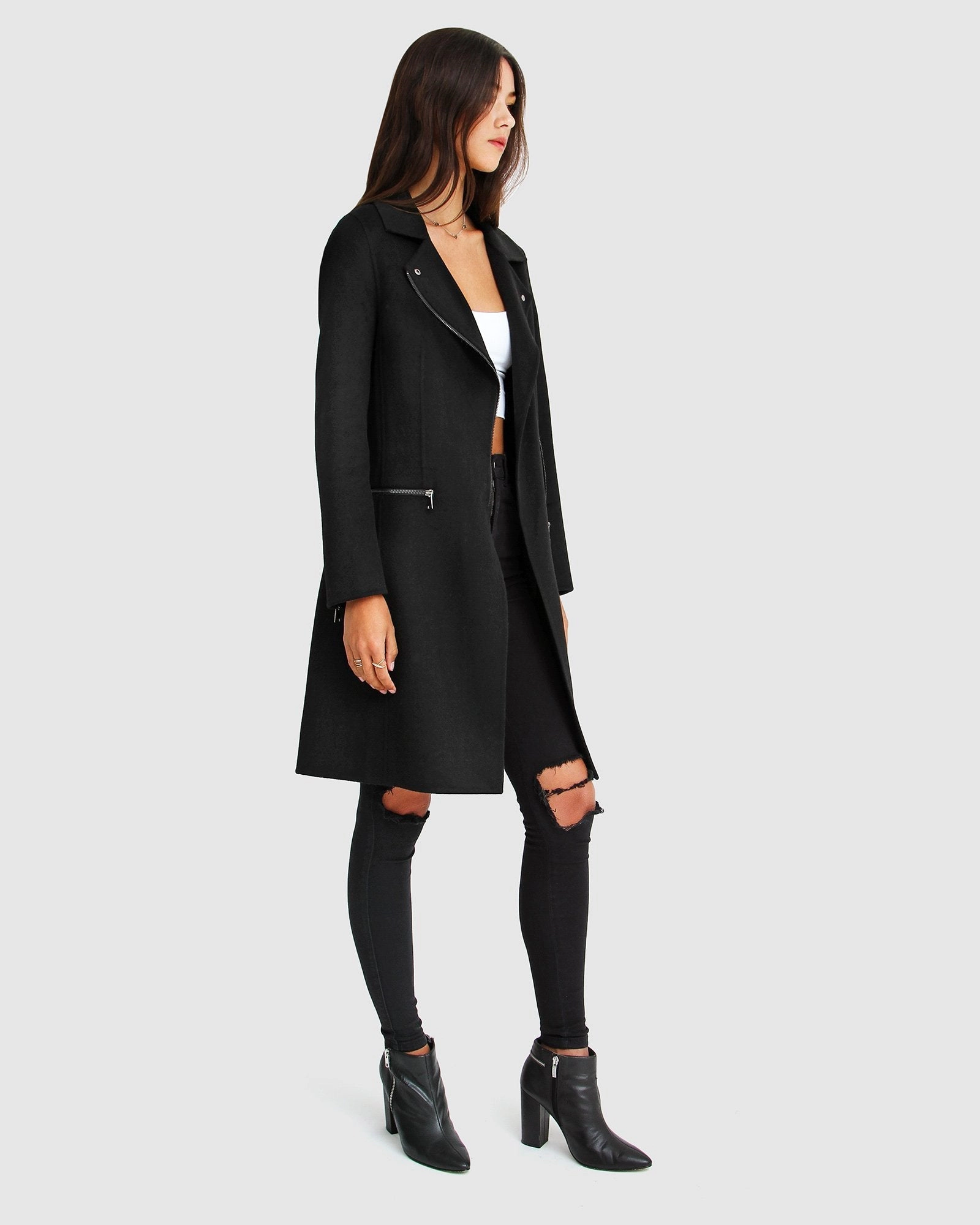 Belle & Bloom Womens Last Chance Wool Blend Moto Coat