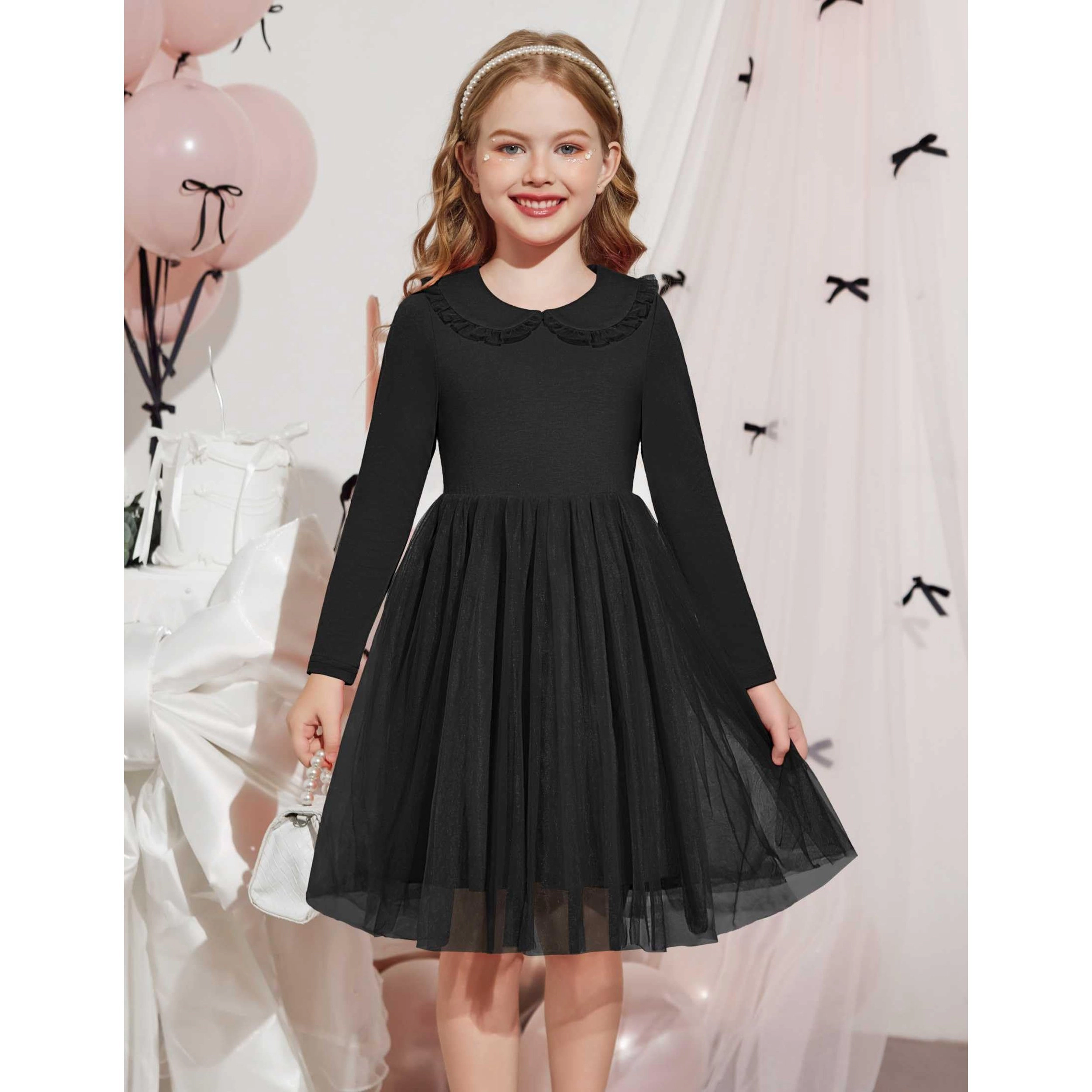 Arshiner Toddler Tutu Dres Girls Long Sleeve Xmas Holiday Birthday Party Tulle Dresses