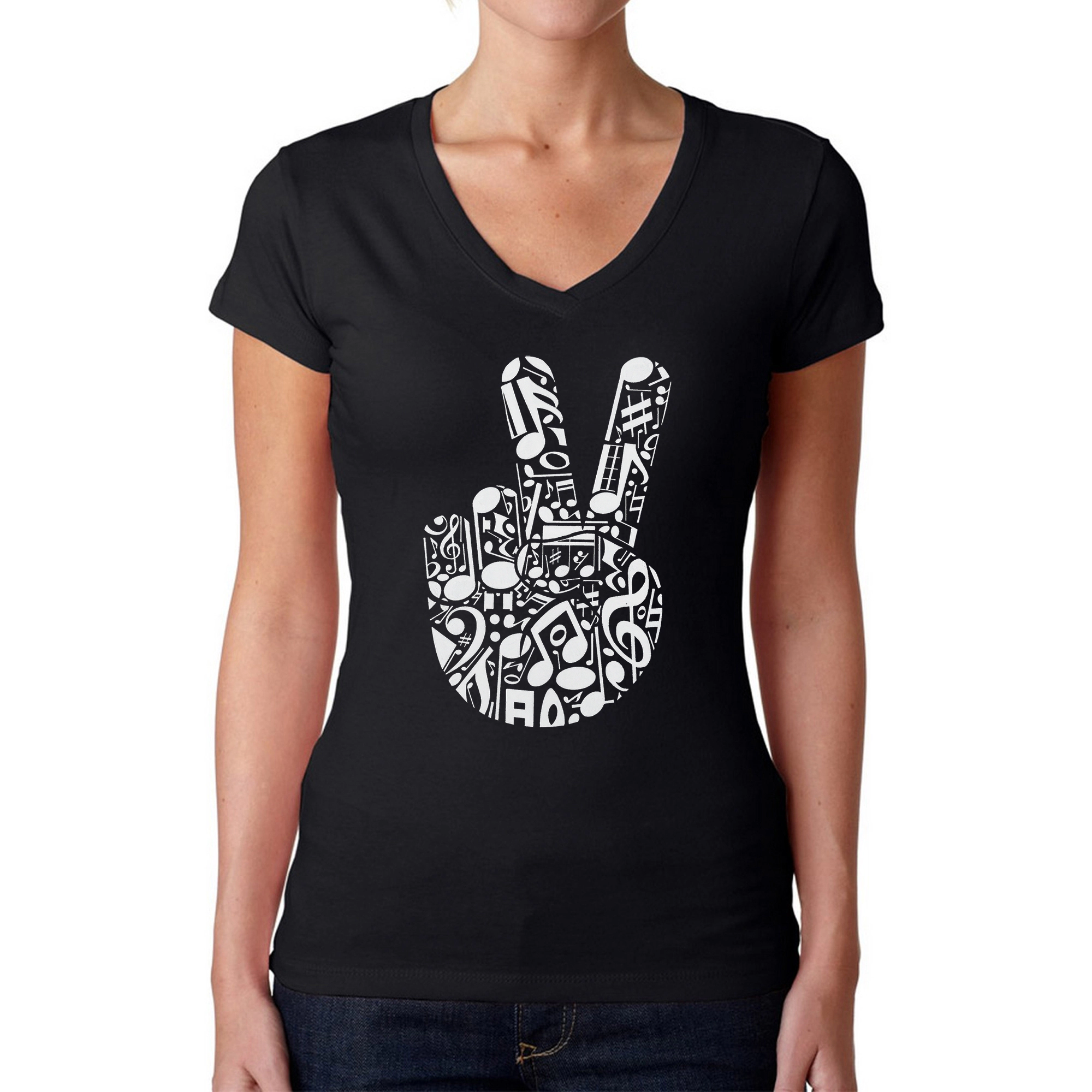LA Pop Art Womens Word V-Neck T-Shirt