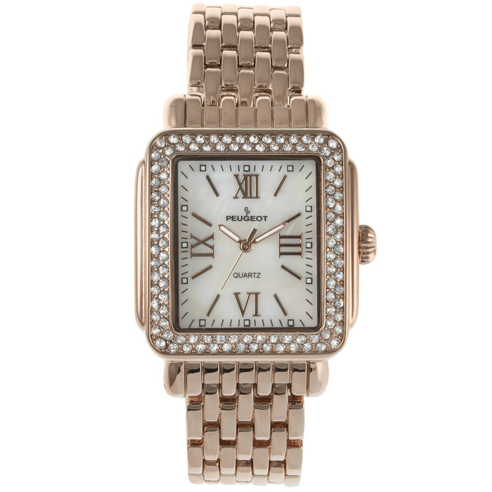 Peugeot Women's 36X30mm Rose Gold Tank Bracelet Watch Panther Link Bracelet