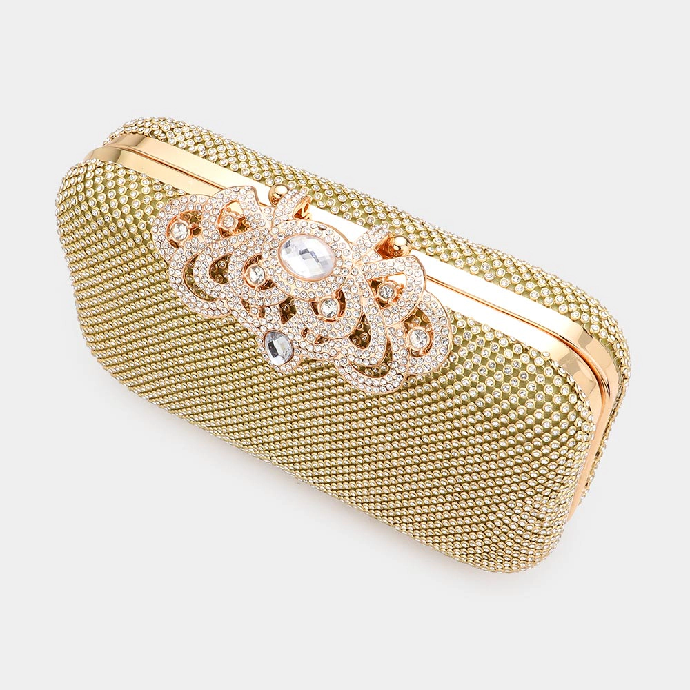 Fashnzfab Stone Embellished Evening Tote / Clutch Crossbody Bag