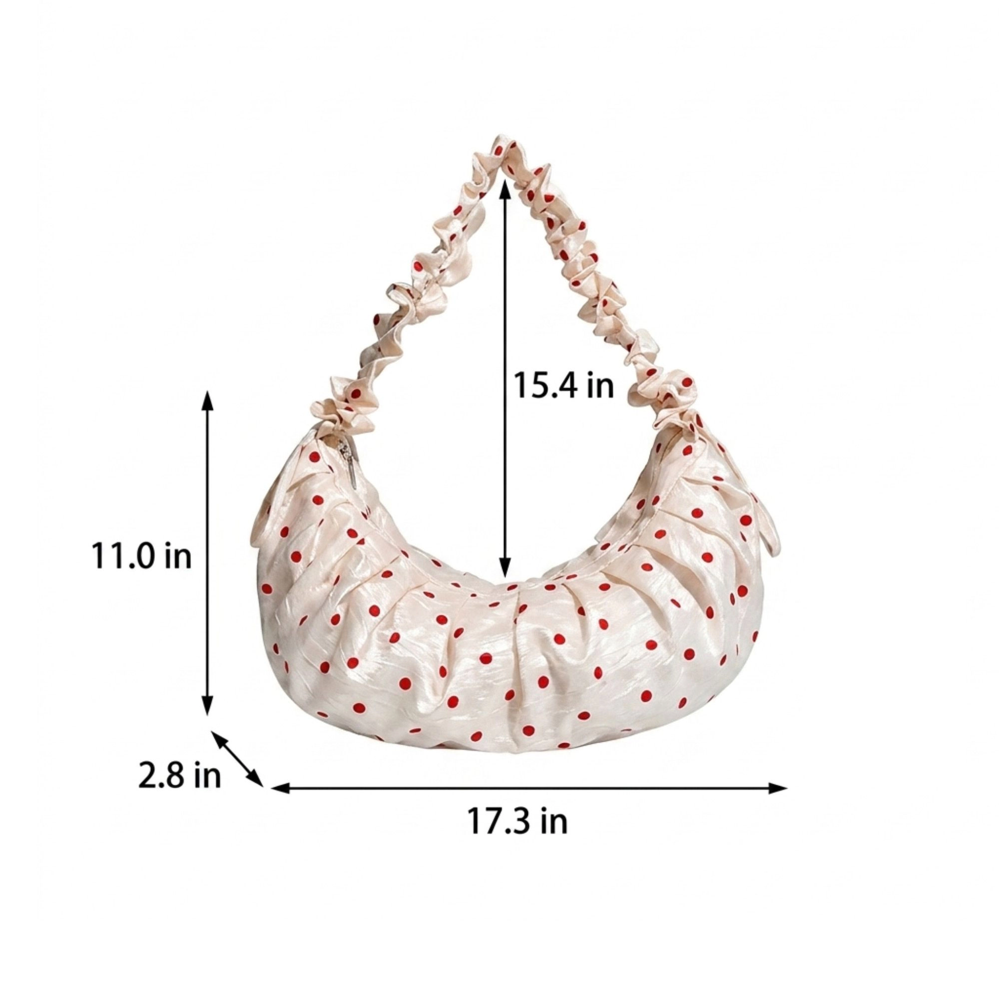 Alilang Women's Polka Dot Ruched Shoulder Bag with Soft Slouchy Shape, Pink