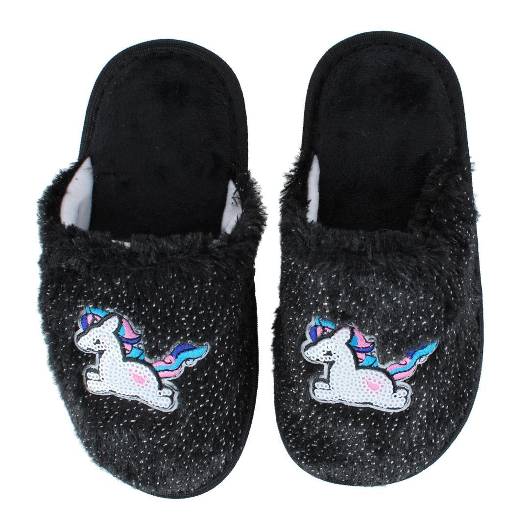 CTM Girl's Fuzzy Unicorn Slide Slippers