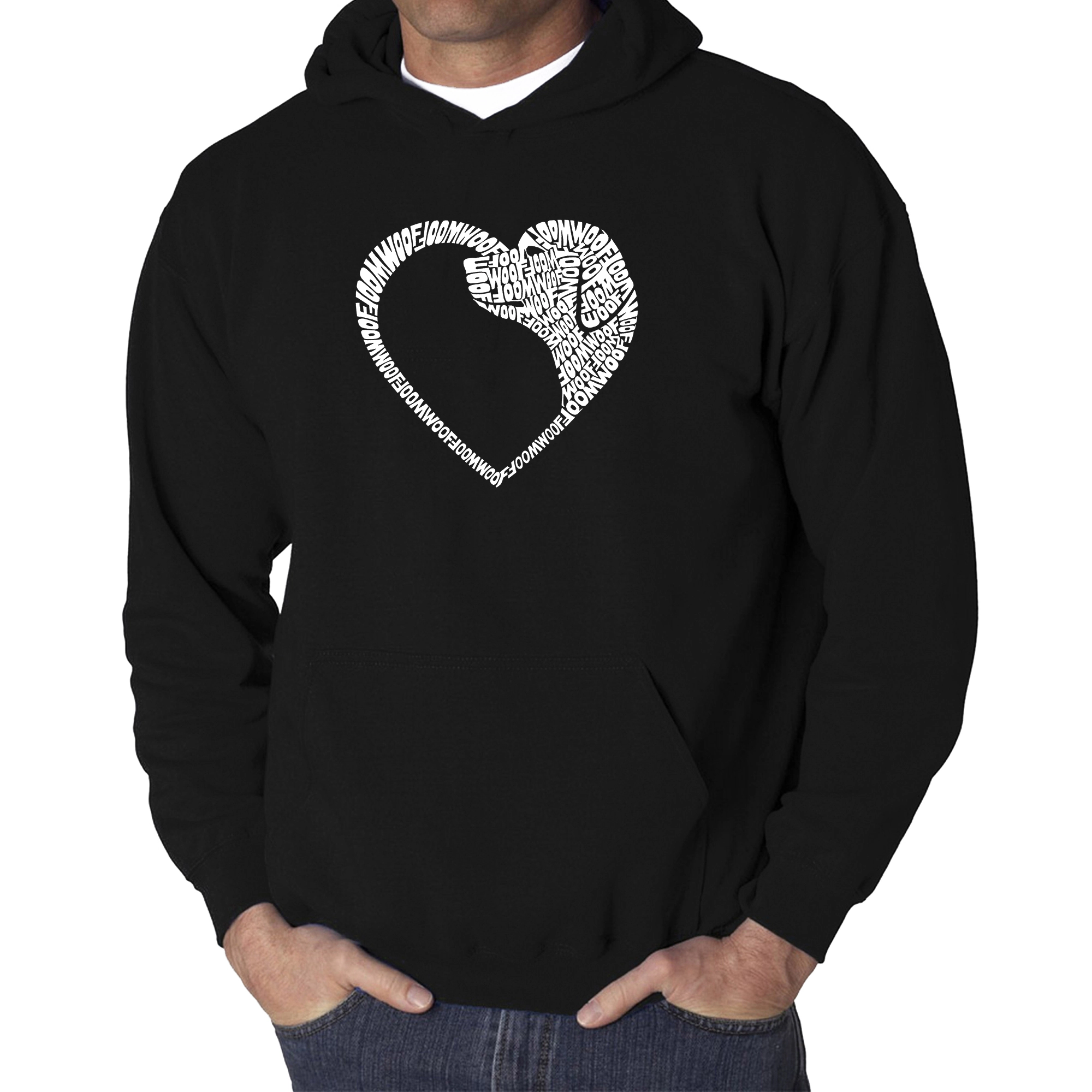LA Pop Art Dog Heart - Men's Word Hooded Sweatshirt
