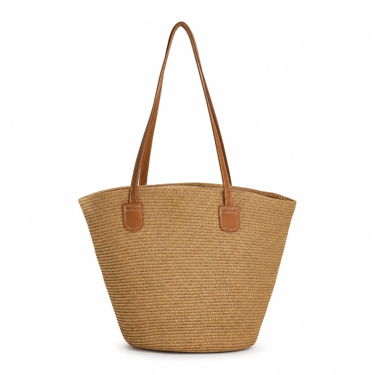 Alilang Women's Woven Straw Tote Bag Large Capacity Zip Top Shoulder Carryall Handbag