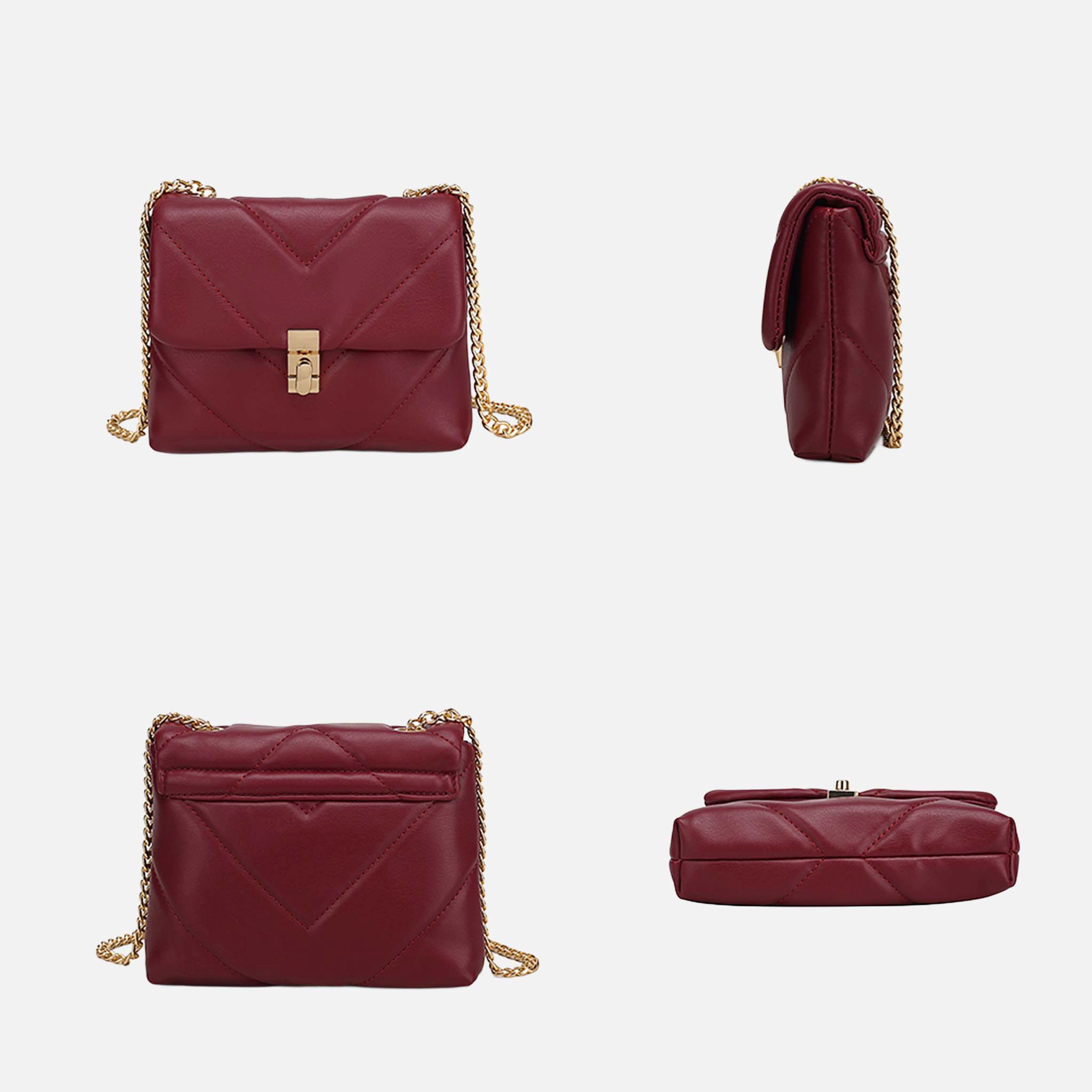Mia K Collection Ellie Quilted Vegan Leather Crossbody Bag