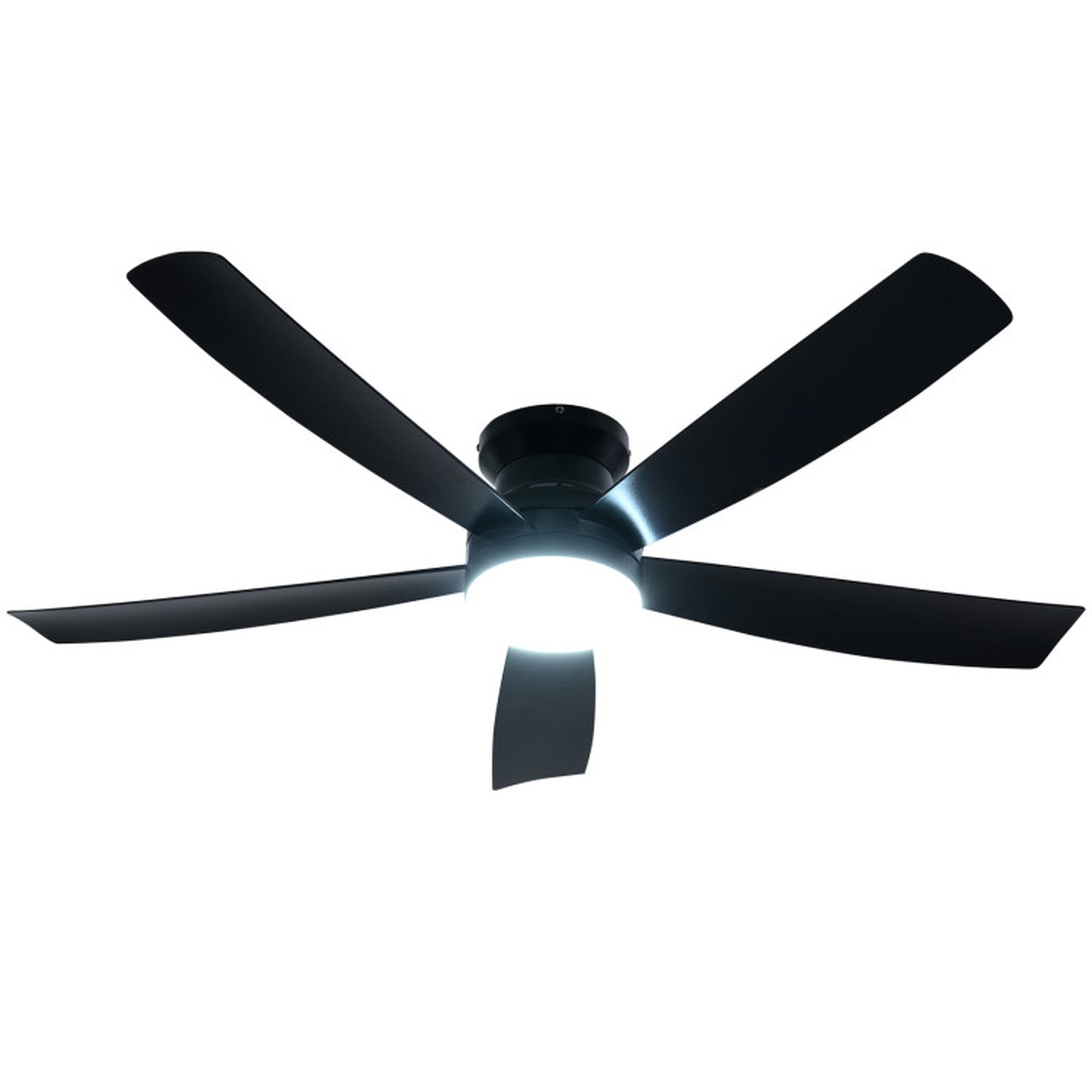 SUGIFT 52-in 5-Blade Flush Mount Ceiling Fan 3CCT LED Light Remote Control 6 Speeds Reversible Motor Black