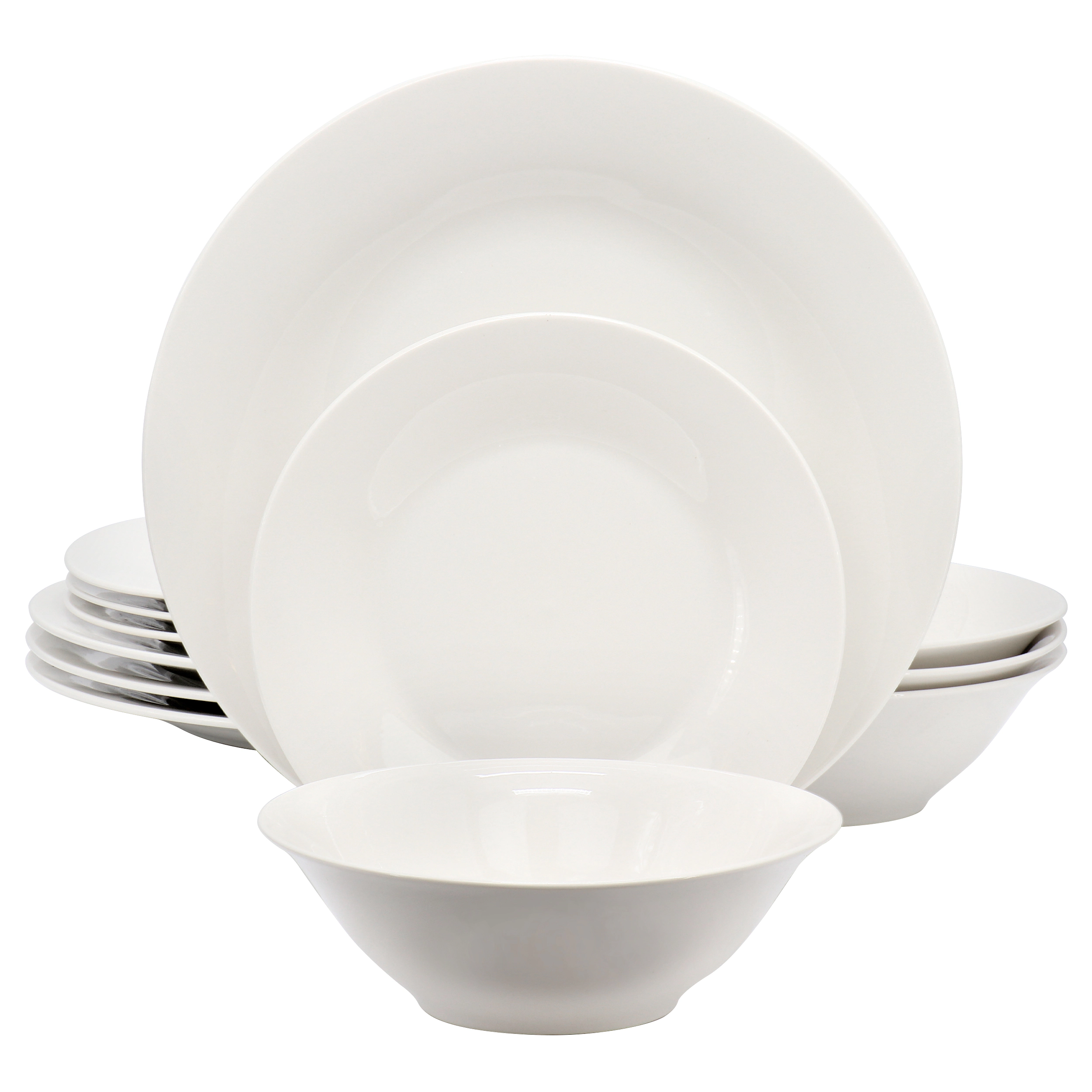 Gibson Home Everyday 12 Piece Round Fine Ceramic Dinnerware Set in White
