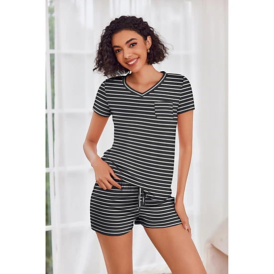 Ekouaer Womens Pajama Sets Short Sleeve Pajamas for Women Sets Soft Lounge Sets Casual V Neck