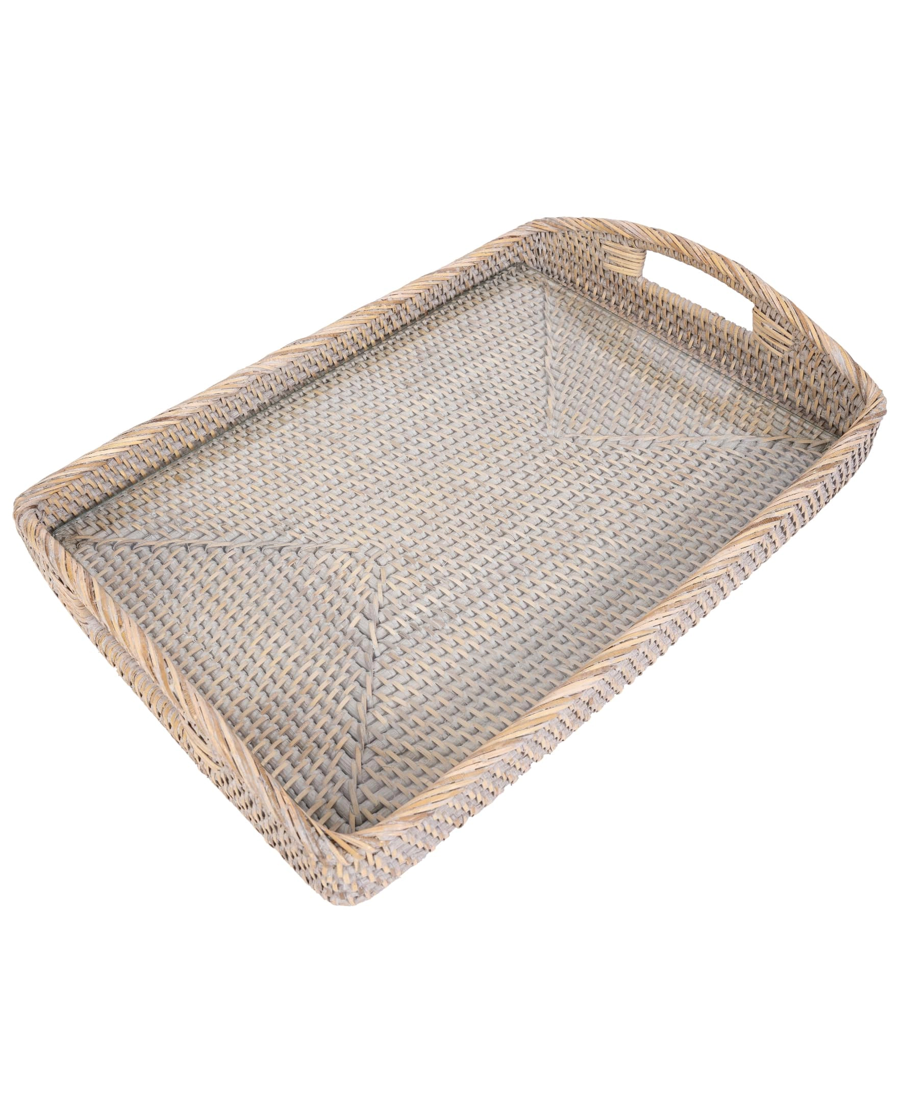 Saboga Home™ Rectangular Serving Tray with High Handles Glass Insert