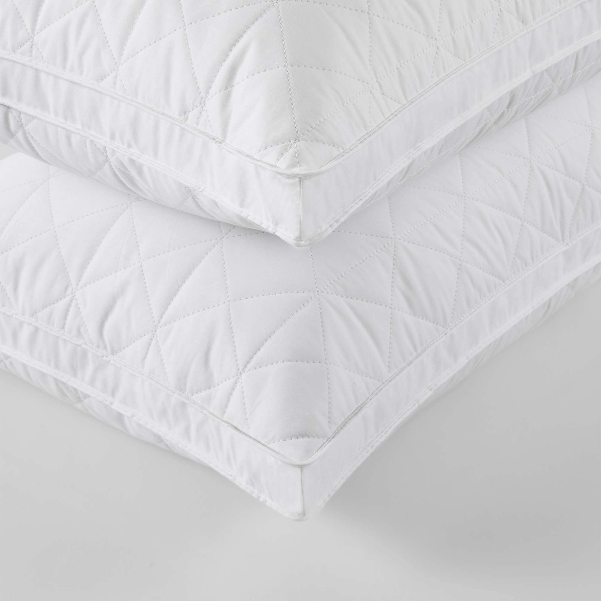 PEACENEST Cotton Wave Quilted High Loft Goose Feather Pillow Set