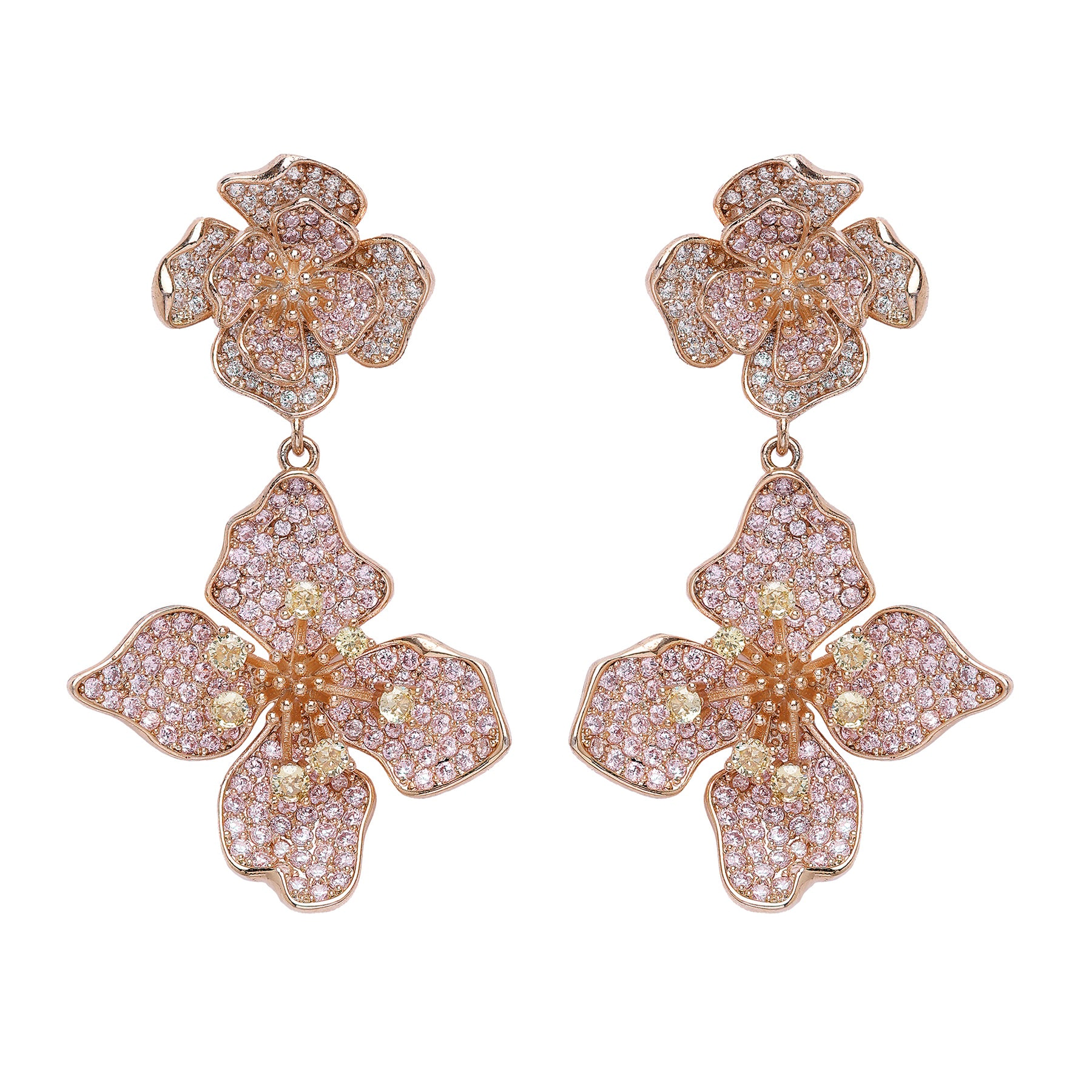 AGP PARIS Womens Diva Two-Tiered Floral Drop Earrings