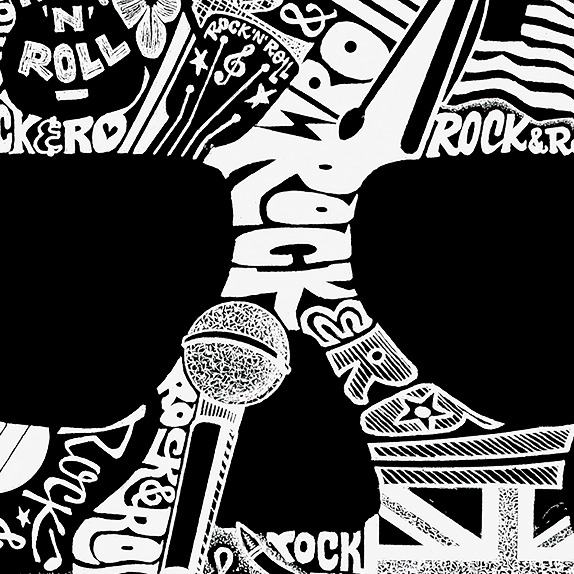 LA Pop Art Men's Word Art T-Shirt - Rock n Roll Skull