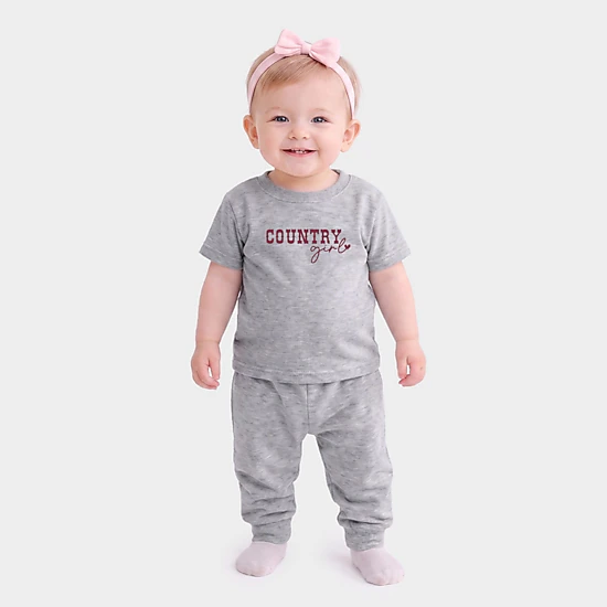 The Juniper Shop - Infant Jogger Pant Crew Set - Country Girl Heart