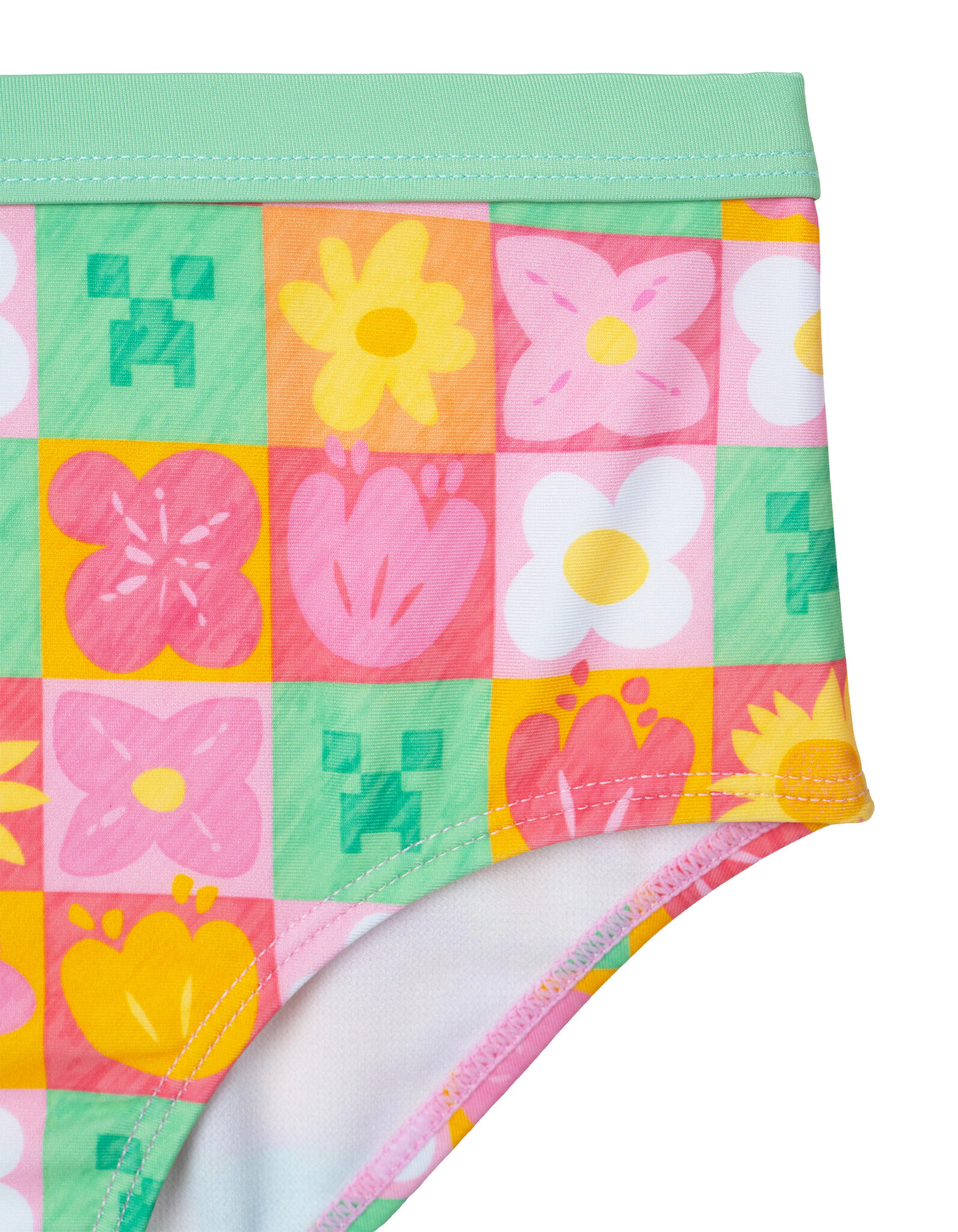 Minecraft Girls' Cropped 2-Piece Rash Guard and Bikini Set