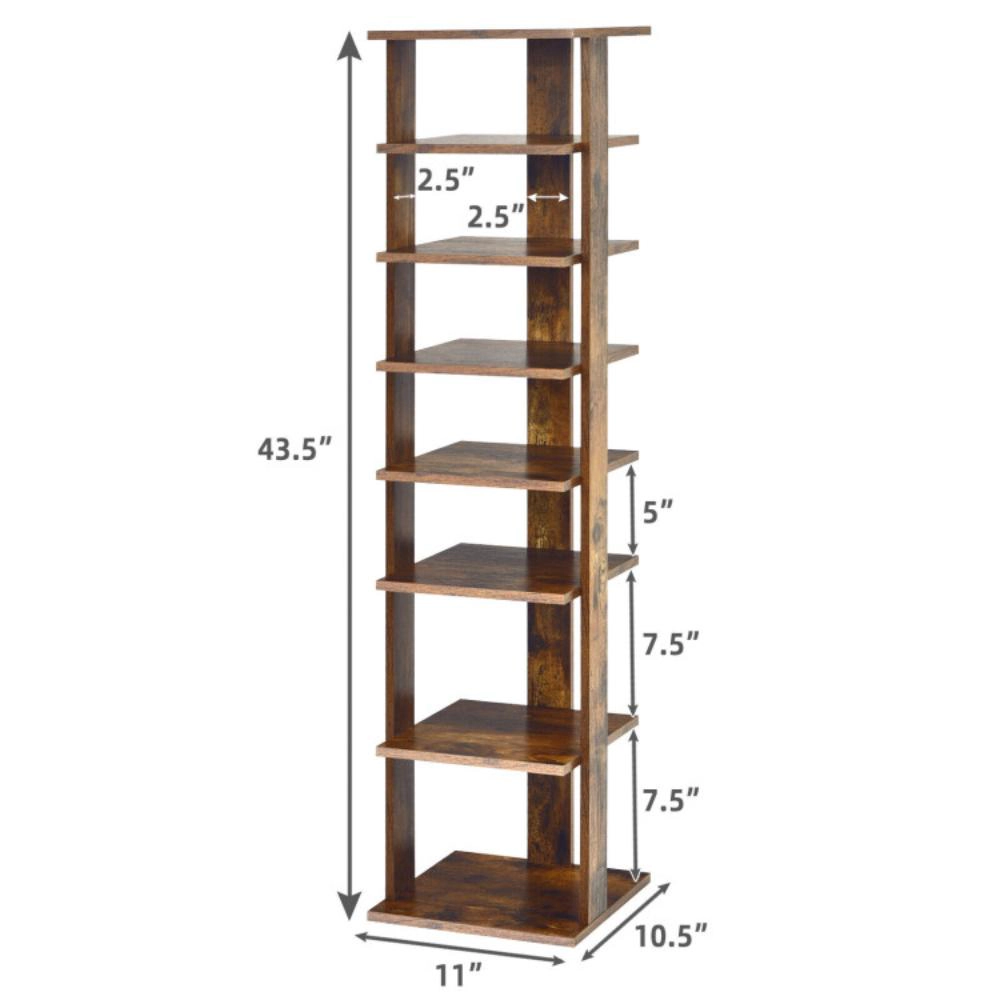 Hivvago 7-Tiers Vertical Wooden Space Saving Shoe Rack for Front Door