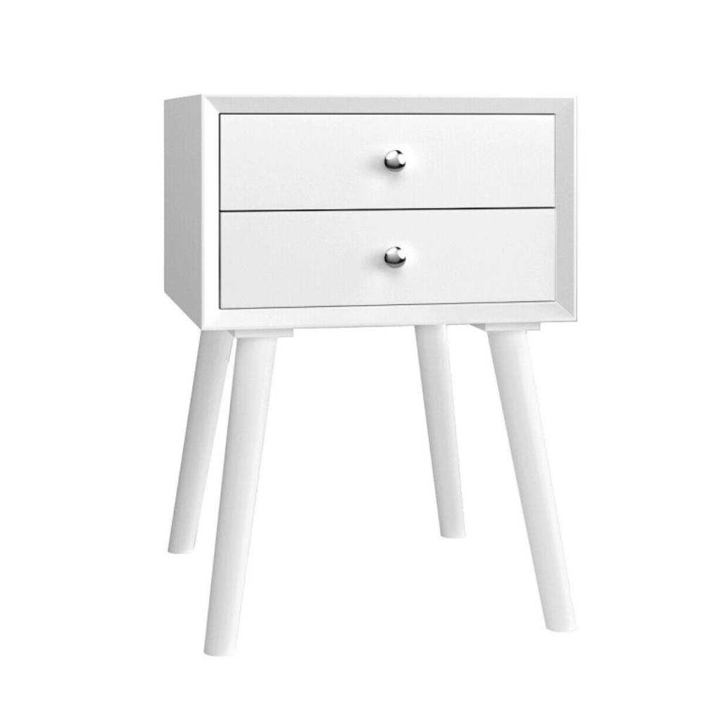 Hivvago Mid-Century Wooden Multipurpose End Table with 2 Storage Drawers