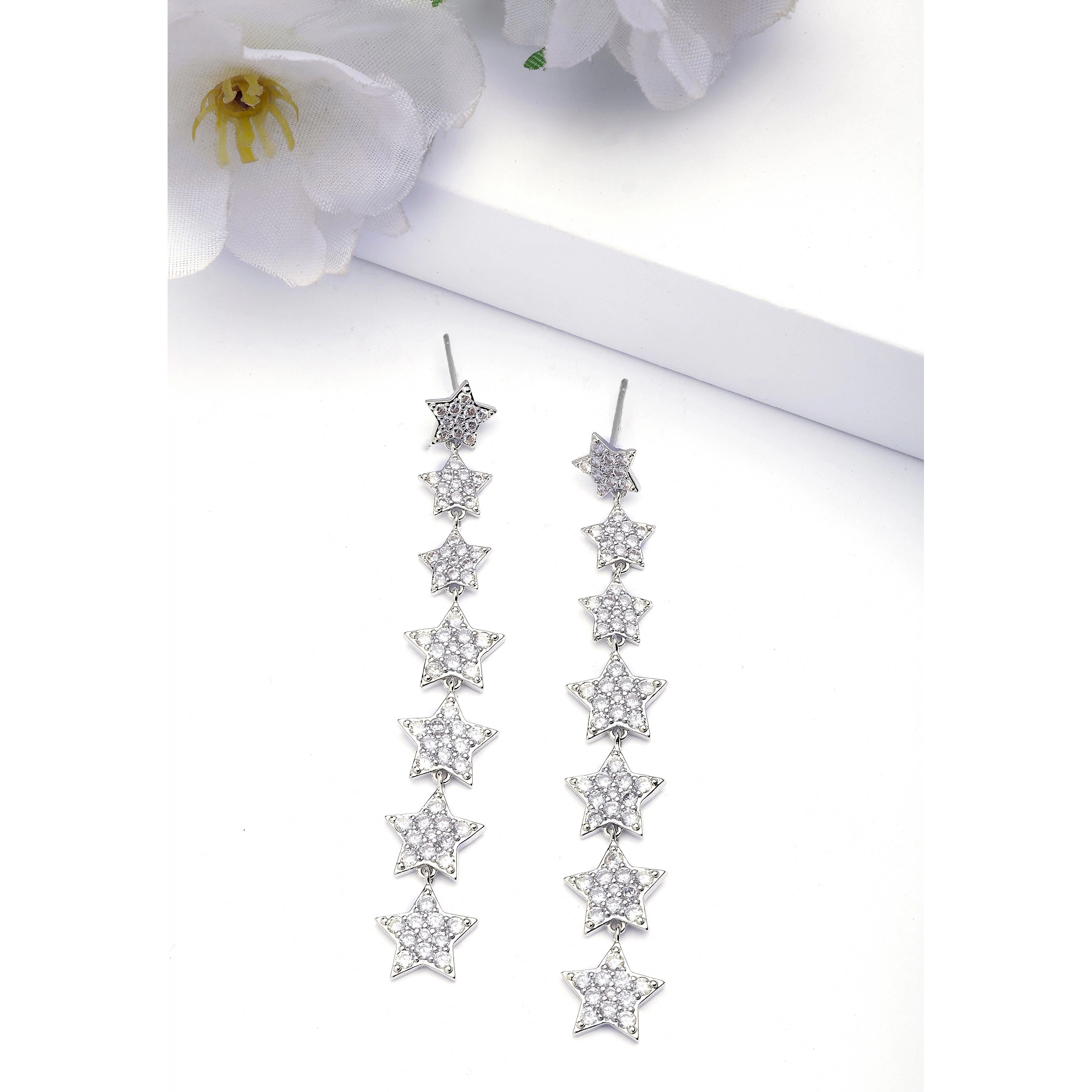 AGP PARIS Womens Celestial Long Drop Earrings