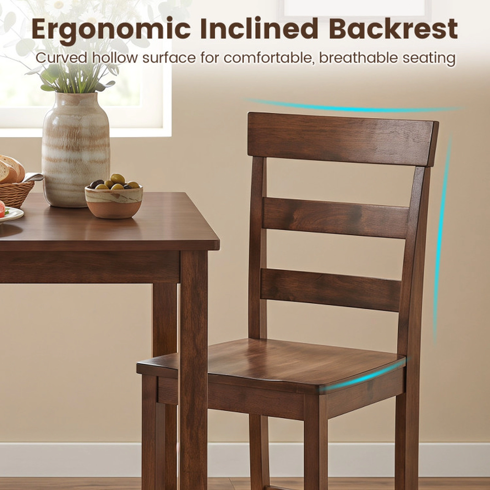 SUGIFT 24-in Counter Height Rubber Wood Bar Stools Set of 2 with Backrest and Footrest 330-lb Seat Capacity Brown