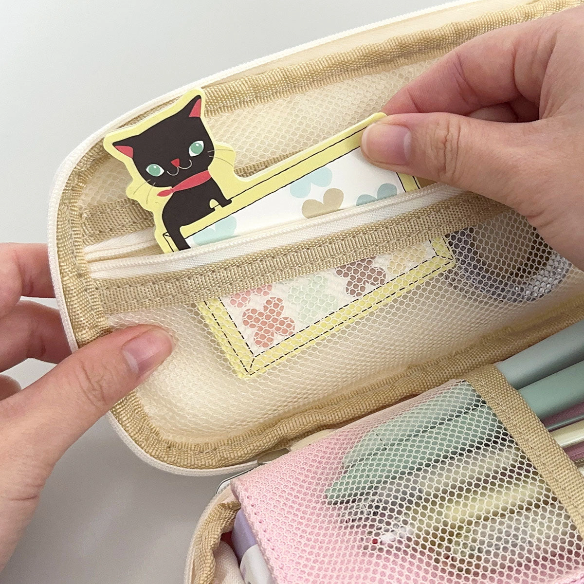 Wrapables Large Capacity Pencil Case, Expandable Pencil Pouch with 3 Washi Rolls, Pink