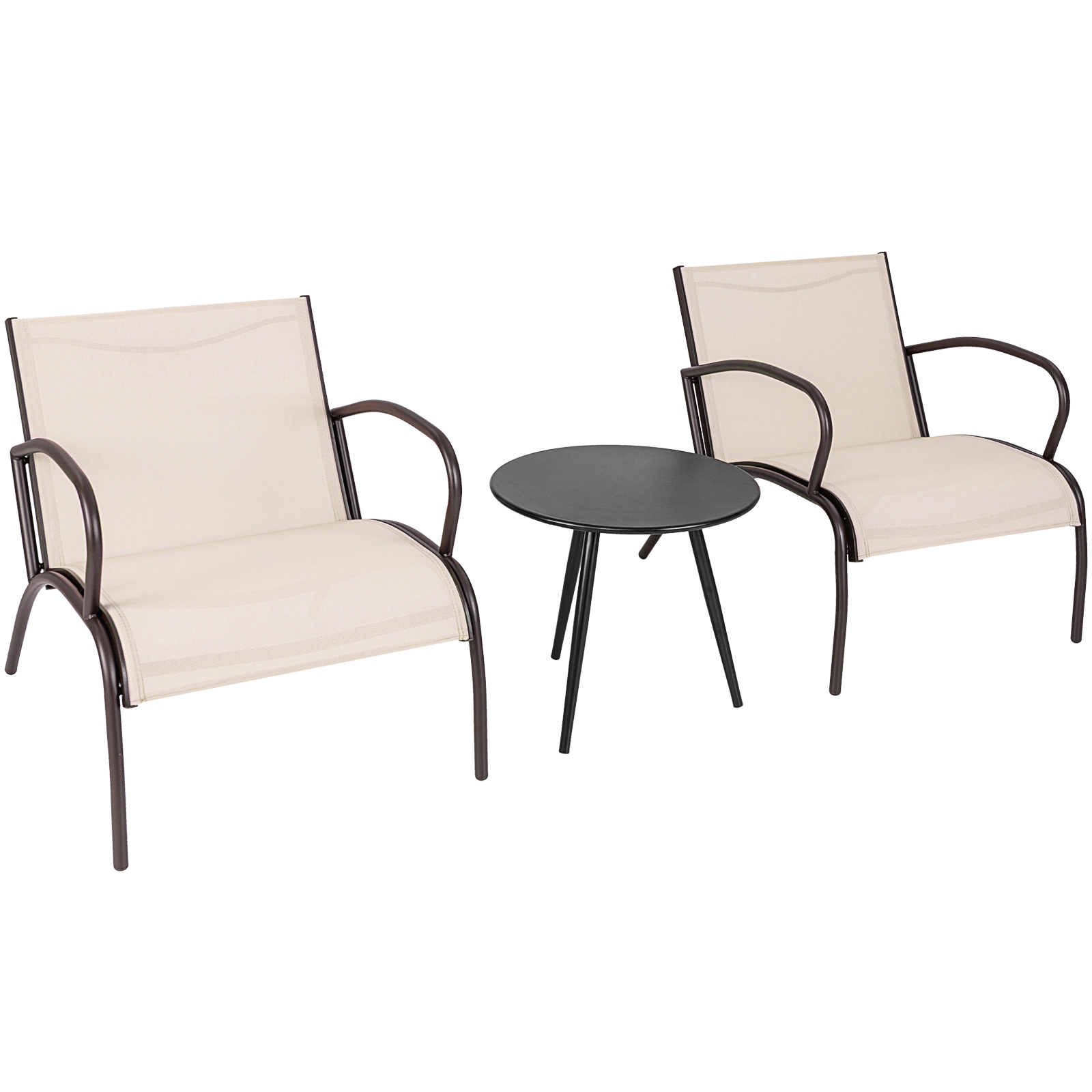 LJG 3 Piece Patio Metal Aluminum Wide Armchair and Table Set