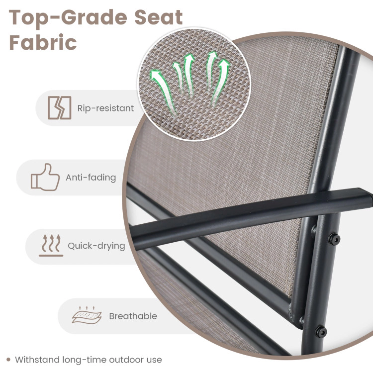 Hivvago Outdoor Gliding Loveseat Chair With Tempered Glass Coffee Table