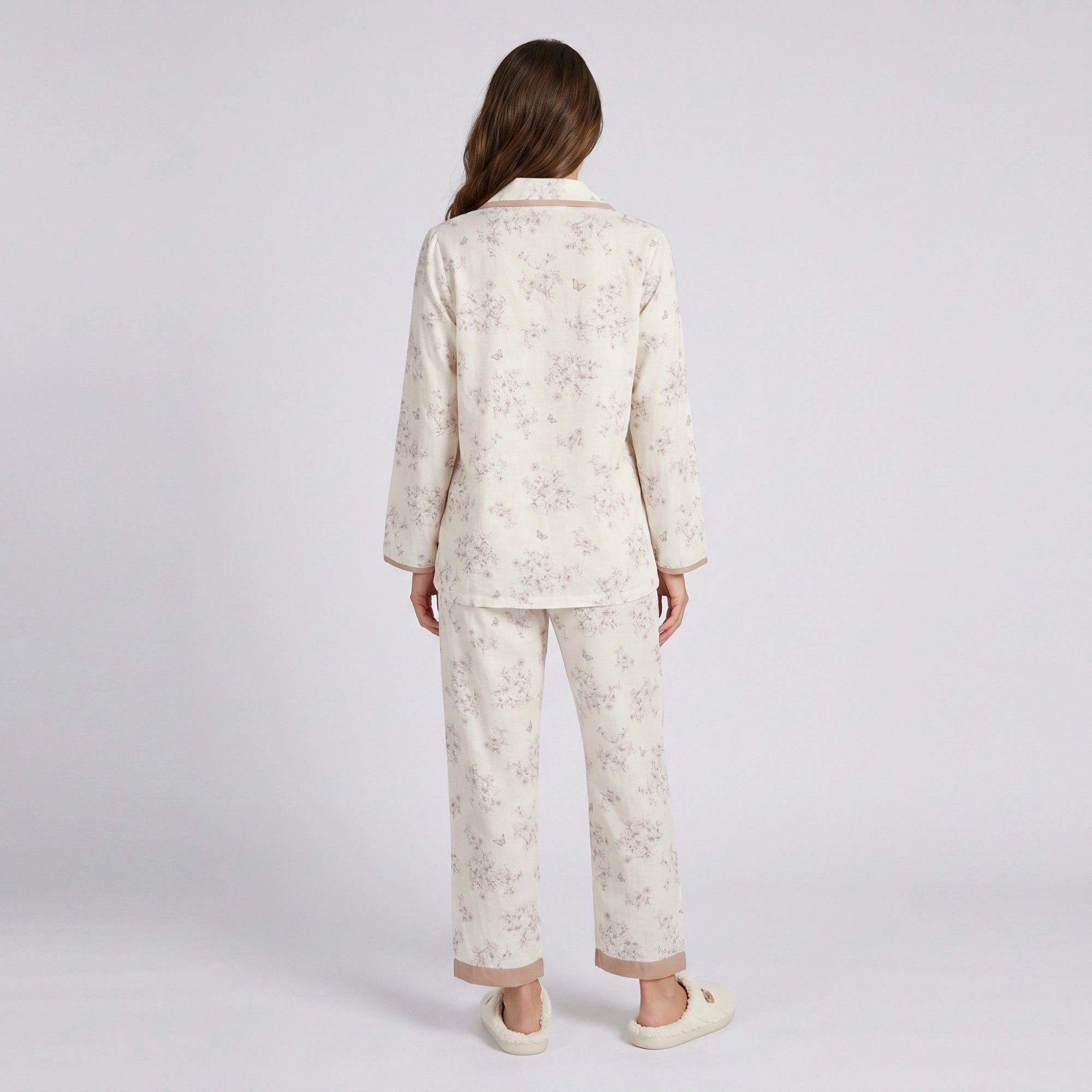 Anna-Kaci Women's 2-Piece Pajama Set Long Sleeve Button Front Shirt and Matching Pants with Floral Butterfly Print