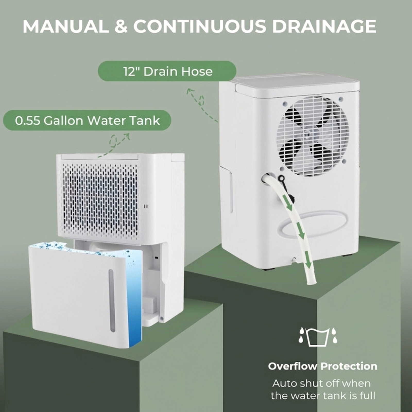 SUGIFT White 2000-Sq-Ft 32-Pint Dehumidifier with Continuous Drying and Auto Modes 10.5-in W 8-in D 16-in H
