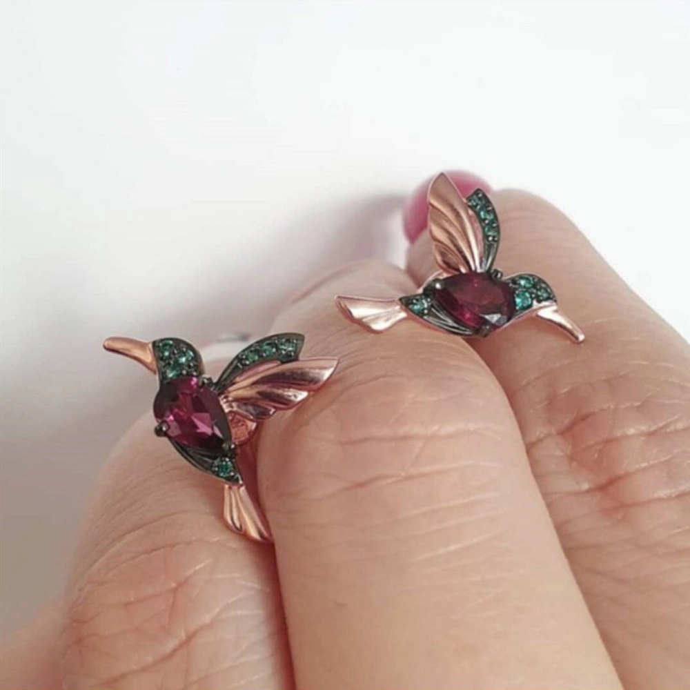 Wardrobe Whimsy Hummingbird Cubic Zirconia Threader Drop Earrings for Women