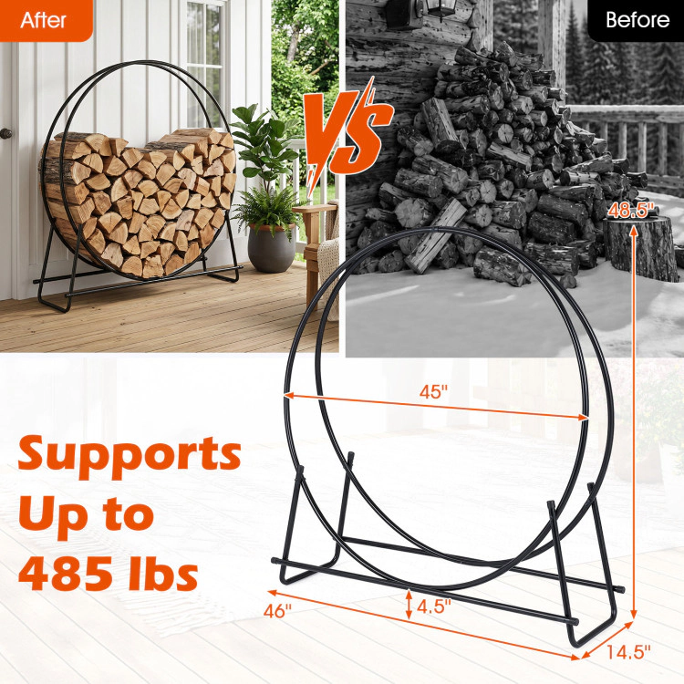 Hivvago Round Firewood Rack With Heavy-Duty Metal Frame