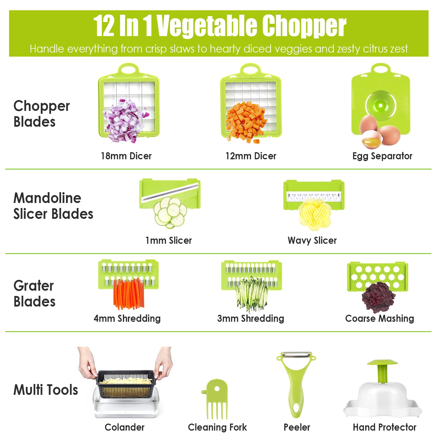 GBruno 12-in-1 Vegetable Chopper With Container