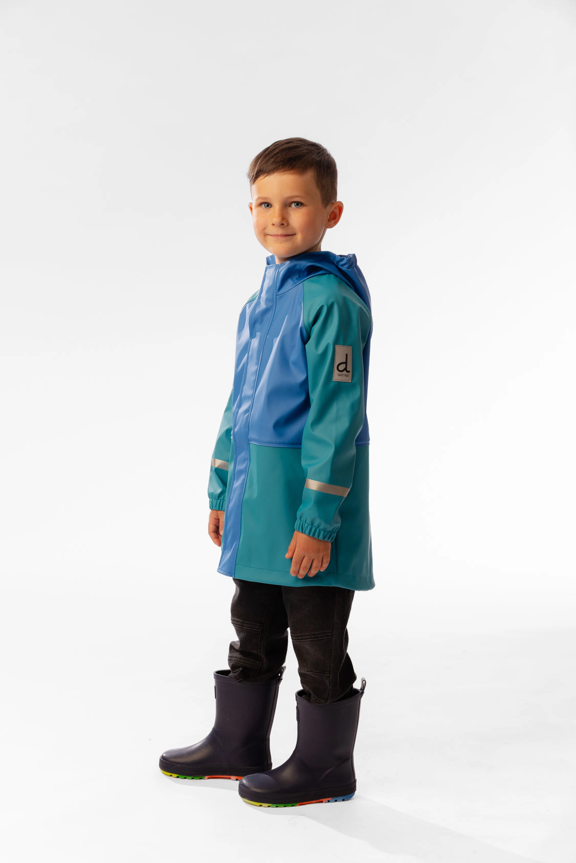 Deux par Boys Color-Block Raglan Sleeve Hooded Rain Jacket